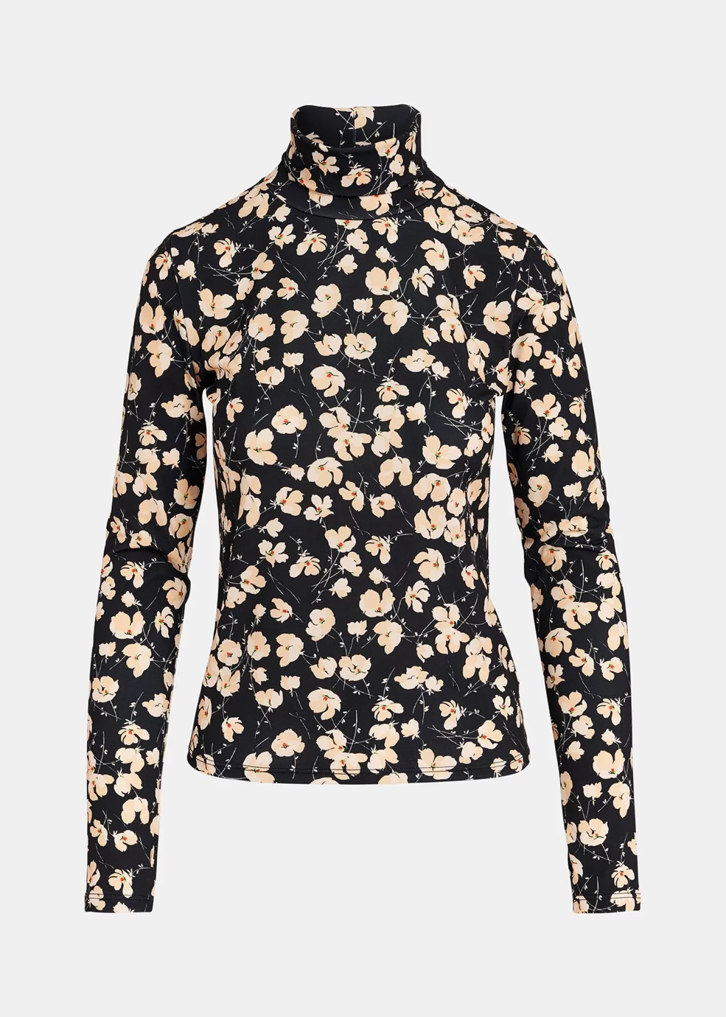 Hot Black and ecru floral-print turtleneck top Fall 2024 Collection | Prints