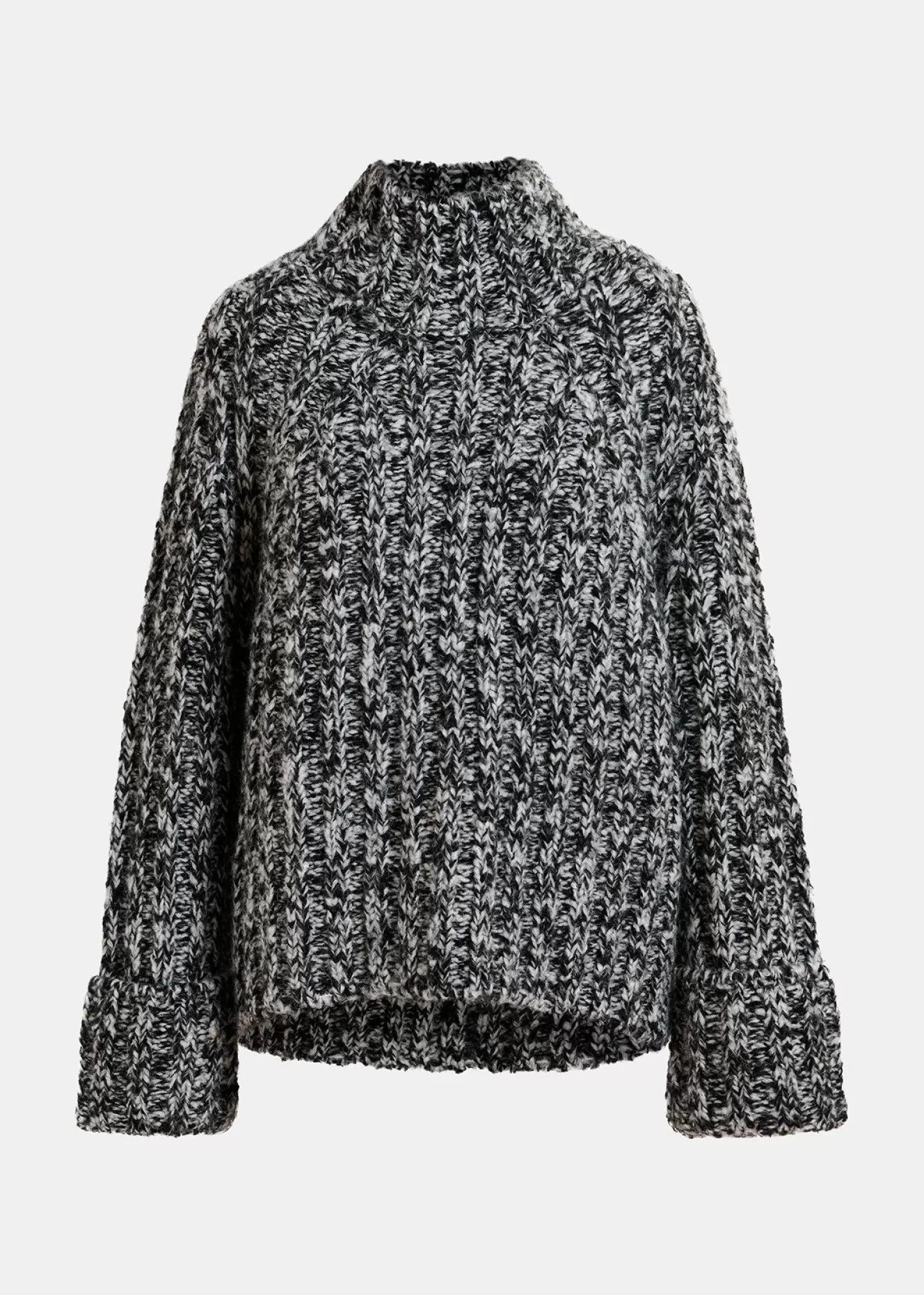 New Black and ecru mélange knit sweater with turtleneck Fall 2024 Collection | Sweaters & Cardigans