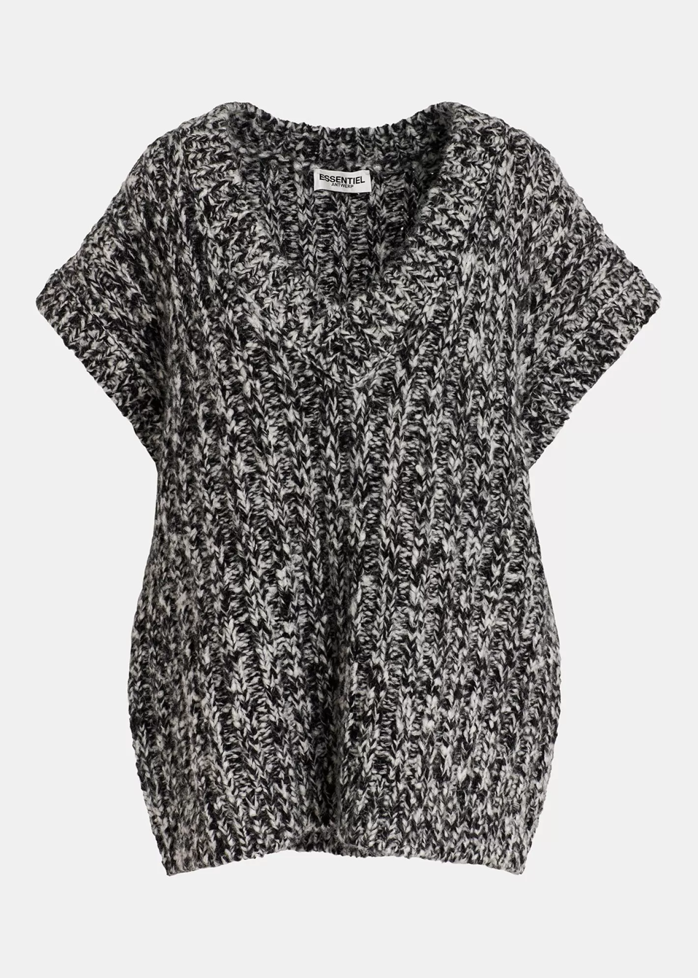 Online Black and ecru mélange sleeveless knit sweater Fall 2024 Collection | Sweaters & Cardigans