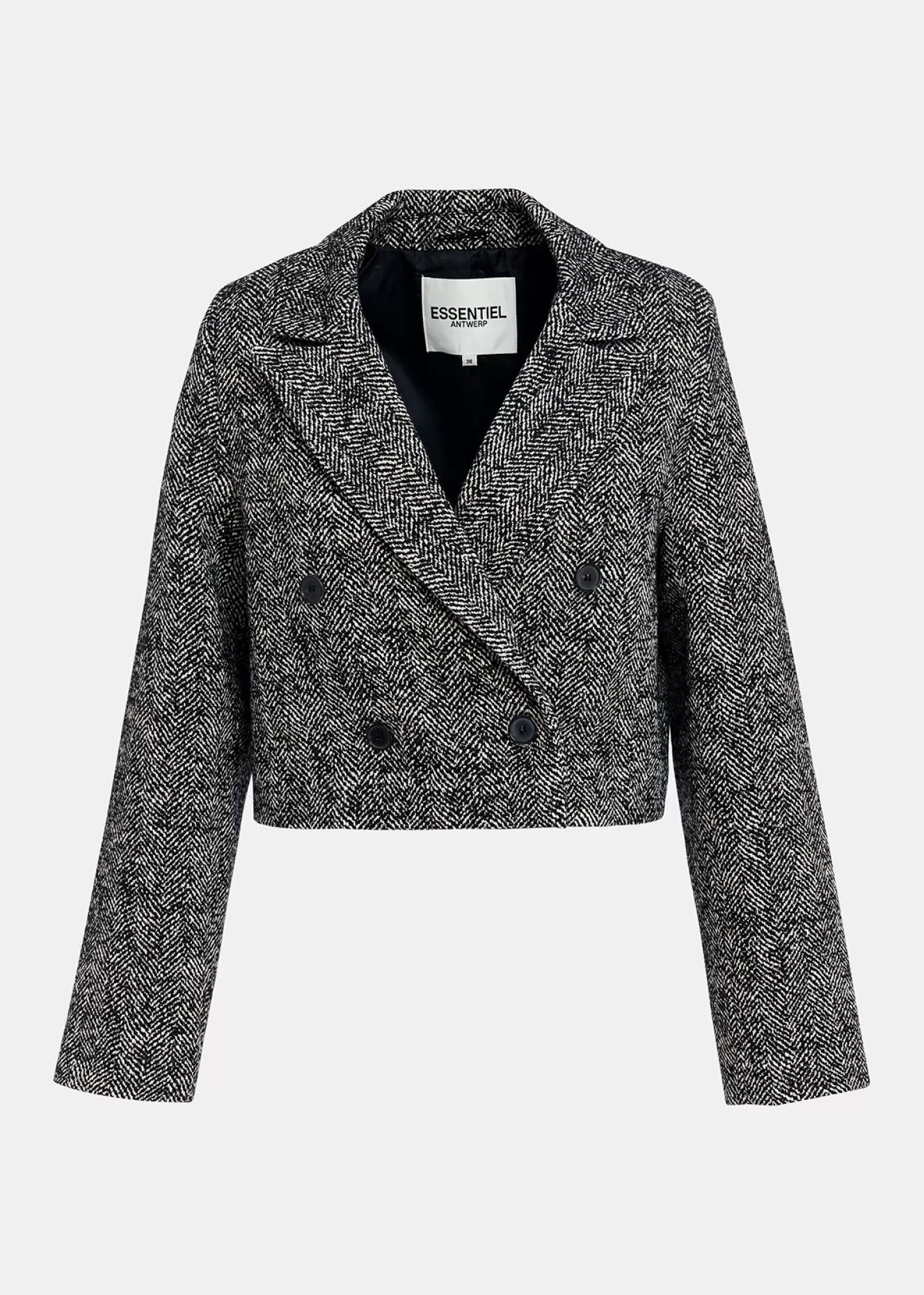 Sale Black and white herringbone cropped blazer Fall 2024 Collection | Coats & Jackets