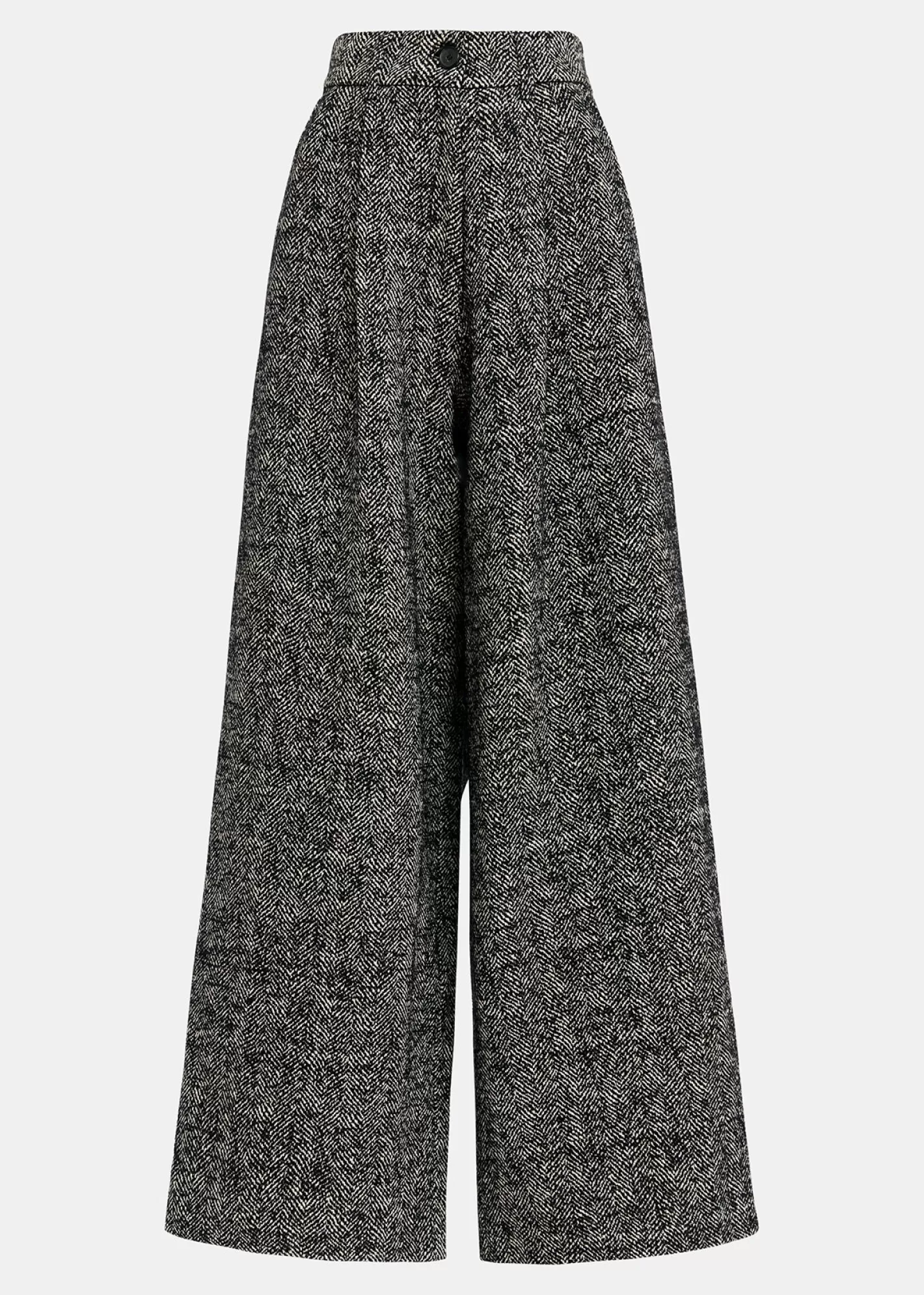 Sale Black and white herringbone wide-leg pants Fall 2024 Collection | Pants & Shorts