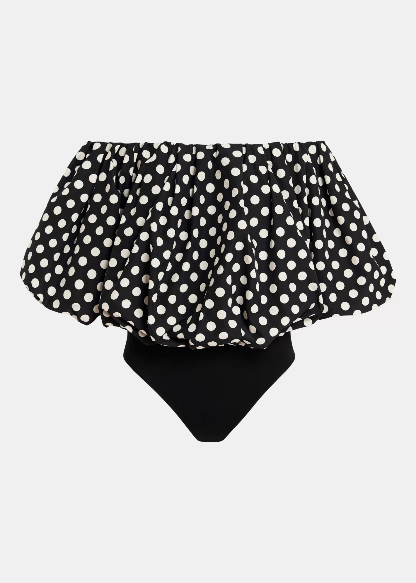 Store Black and white polka-dot gathered bodysuit with puffed sleeves Partywear | Tops & Blouses