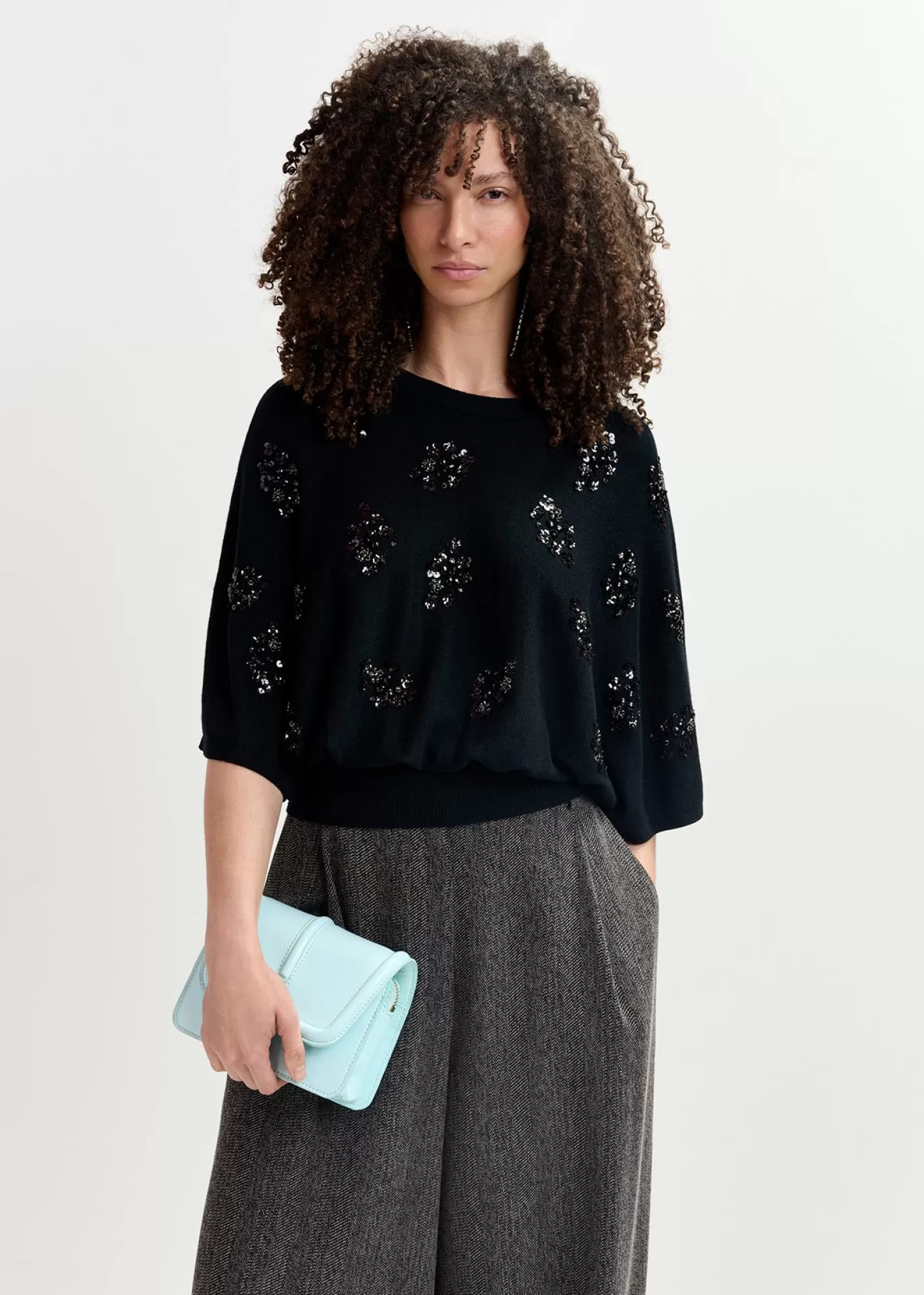 Discount cape-effect knit sweater with embellishments Fall 2024 Collection | Sweaters & Cardigans