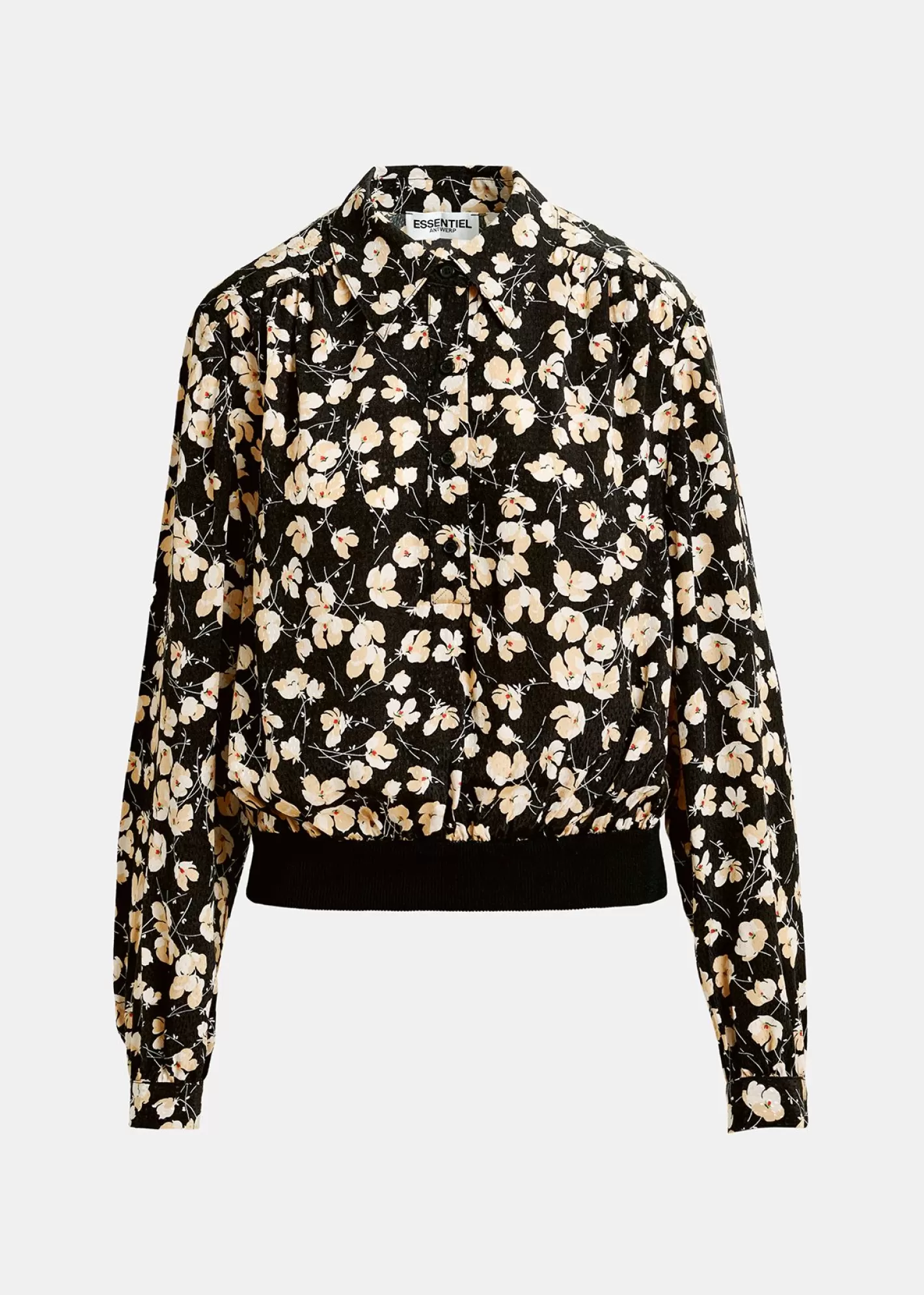 Flash Sale Black floral-print polo top Fall 2024 Collection | Prints