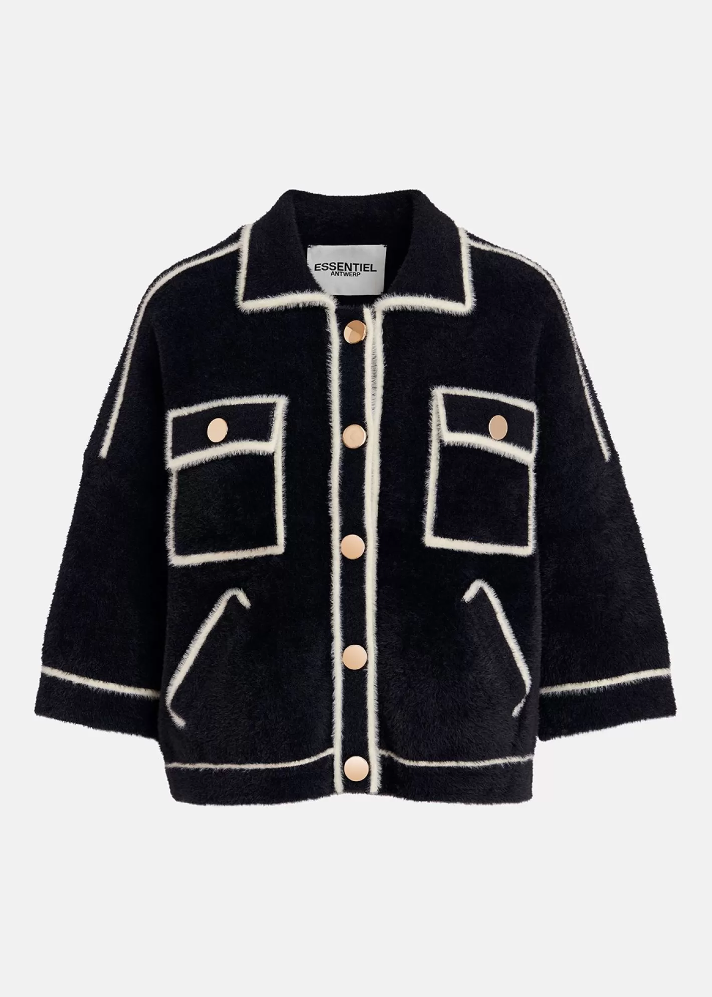 Store Black fuzzy knitted cardigan Fall 2024 Collection | Sweaters & Cardigans