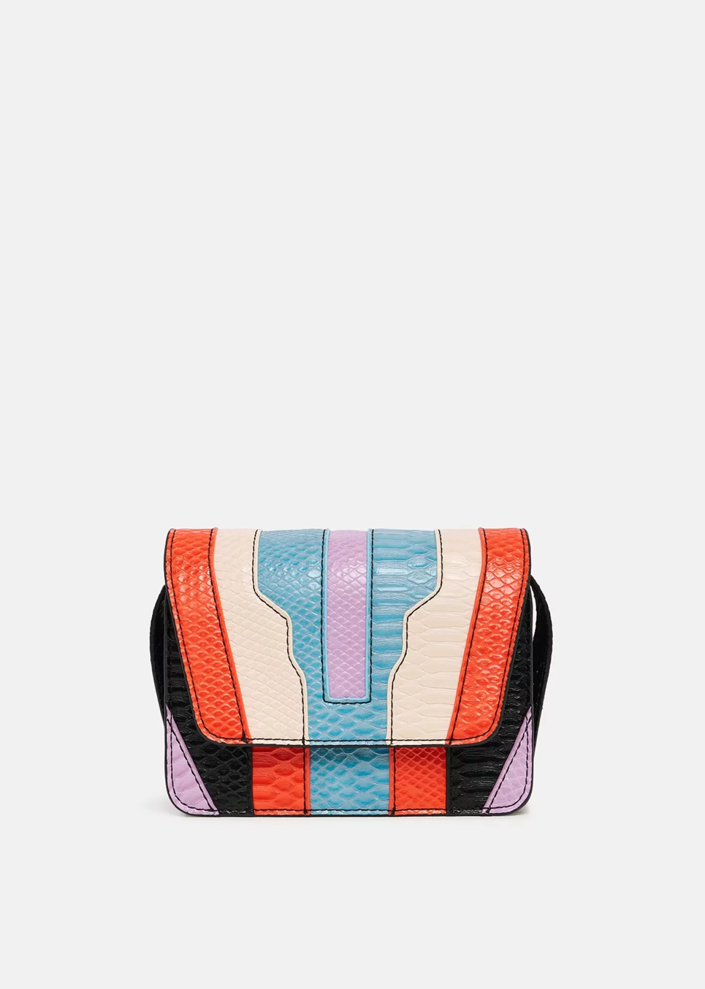 Discount Black, orange and blue snake-effect faux leather shoulder bag Fall 2024 Collection | Bags