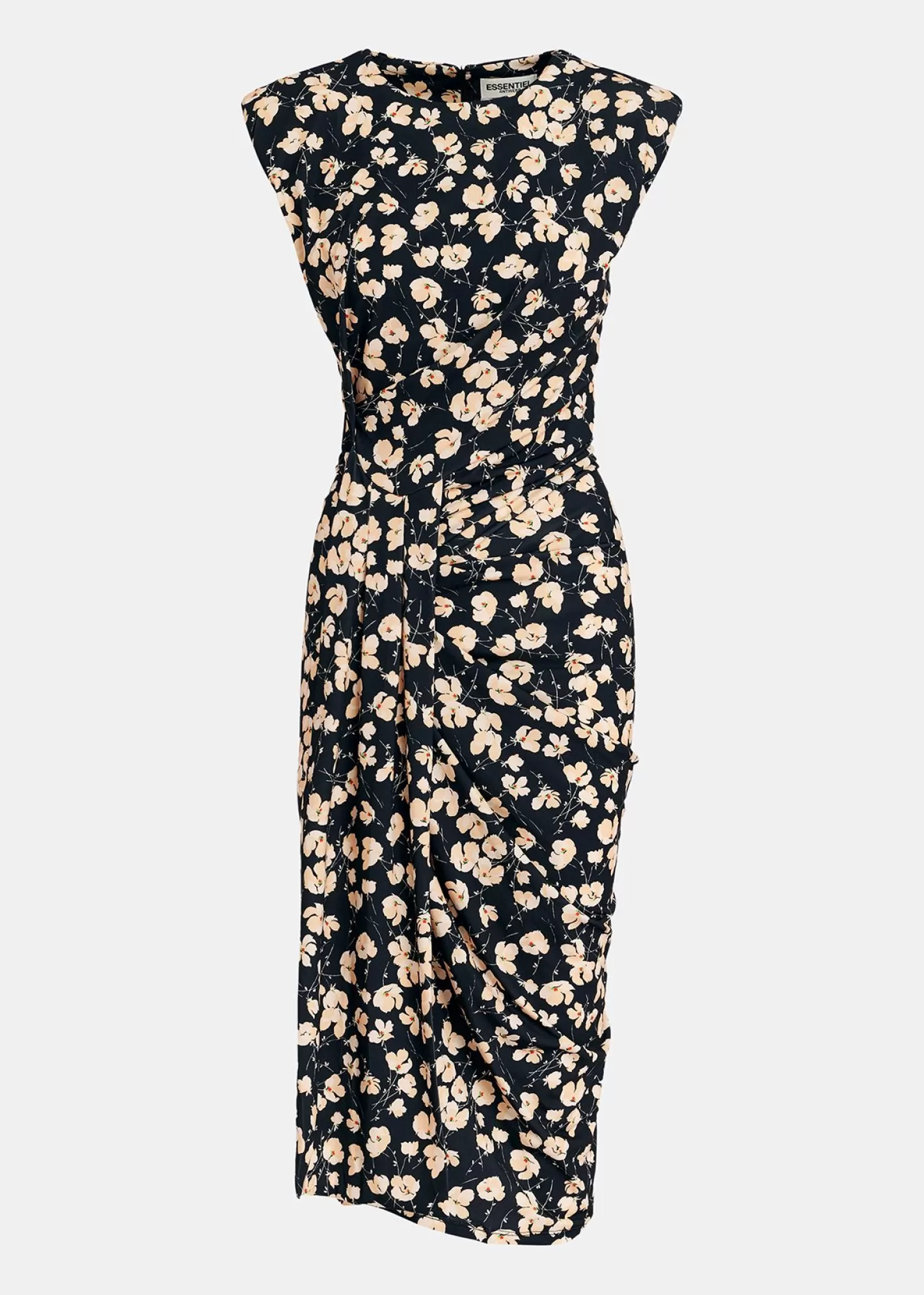 New Black stretch-jersey midi-length dress with floral print Fall 2024 Collection | Prints