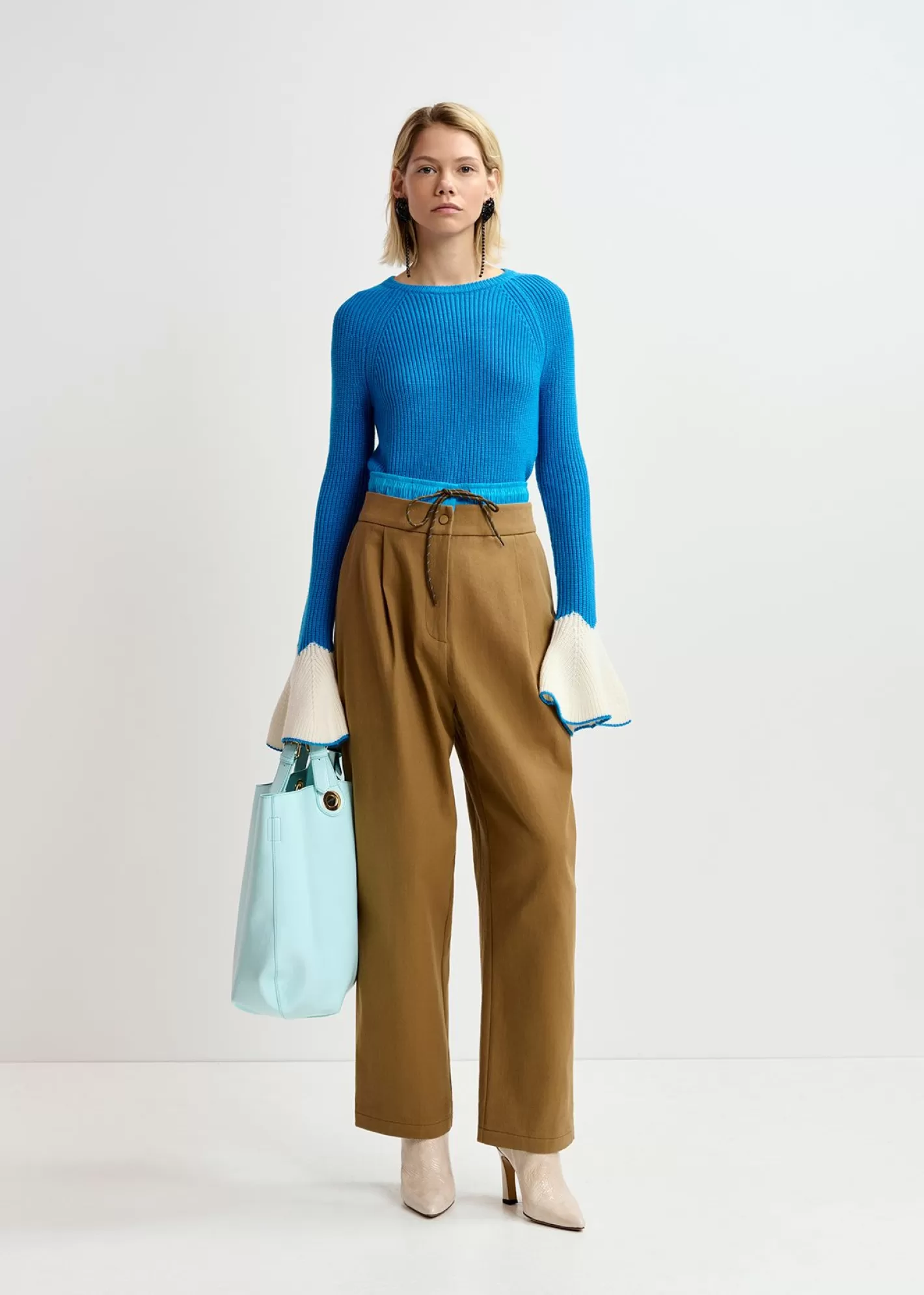Online Brown and blue double-waist pants Fall 2024 Collection | Pants & Shorts