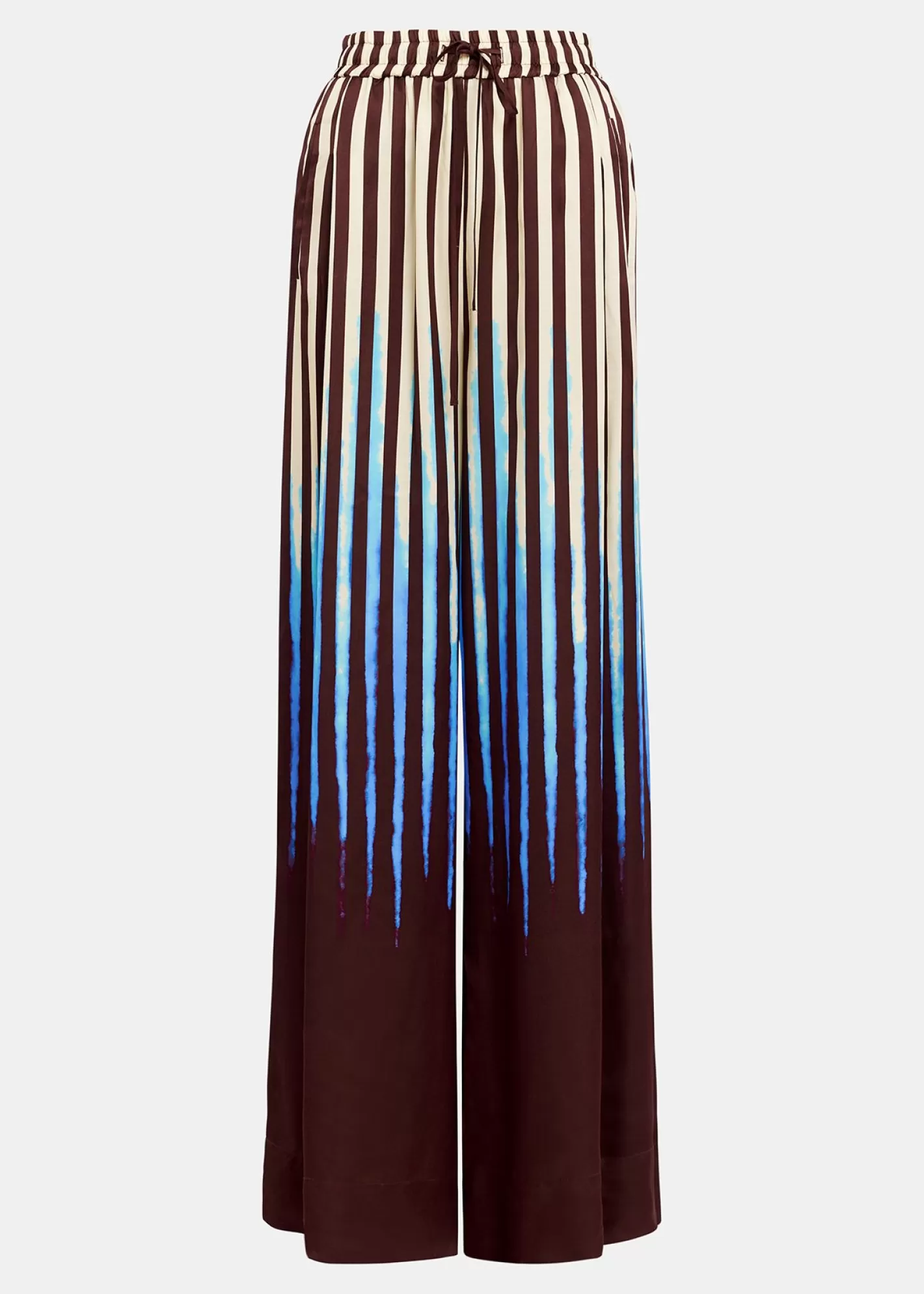 Online Brown, blue and ecru wide-leg pants Fall 2024 Collection | Partywear