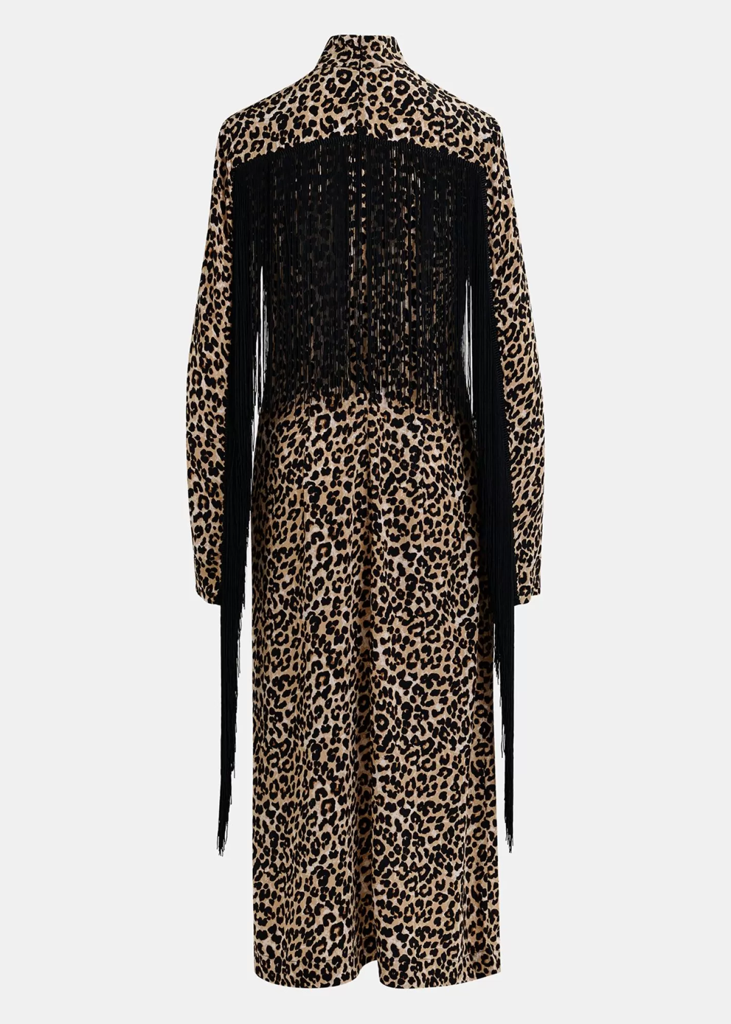 New Brown leopard-print midi dress with fringes Fall 2024 Collection | Prints