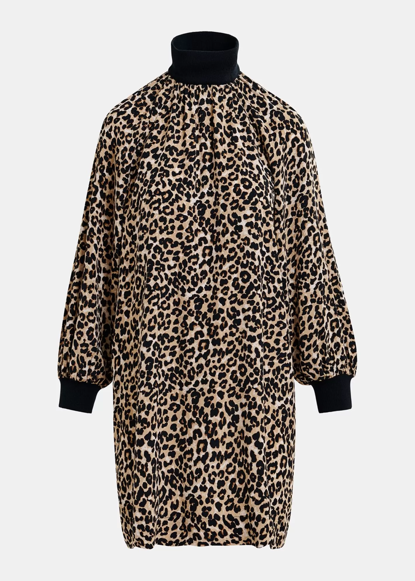 Hot Brown leopard-print mini dress with rib-knitted trims Fall 2024 Collection | Prints