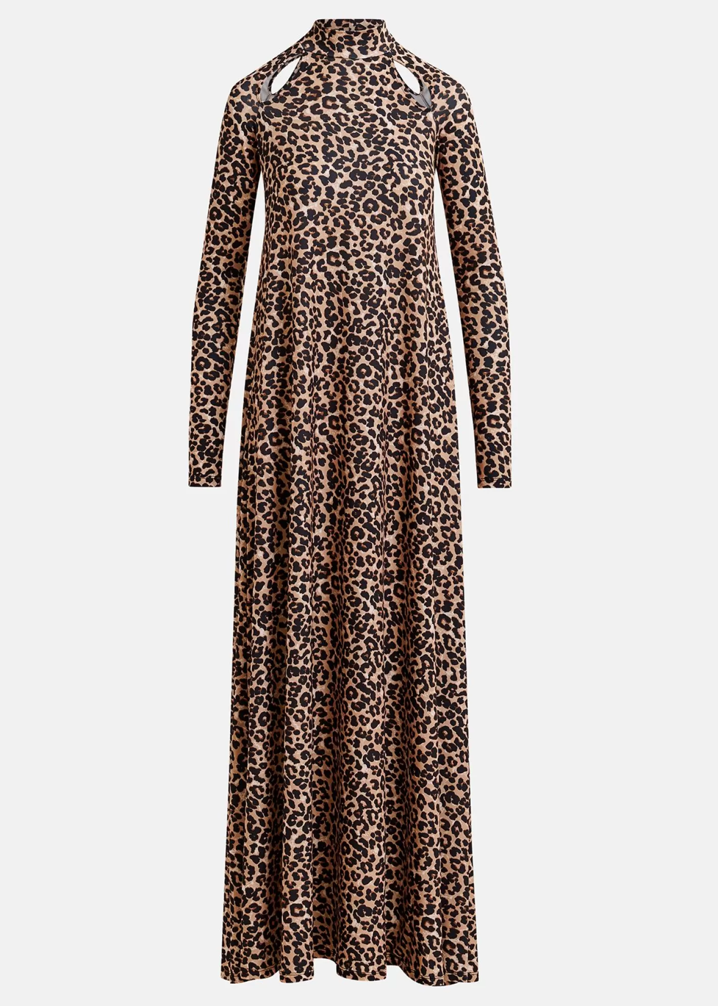 Online Brown stretch-jersey maxi-length dress with leopard print Fall 2024 Collection | Prints