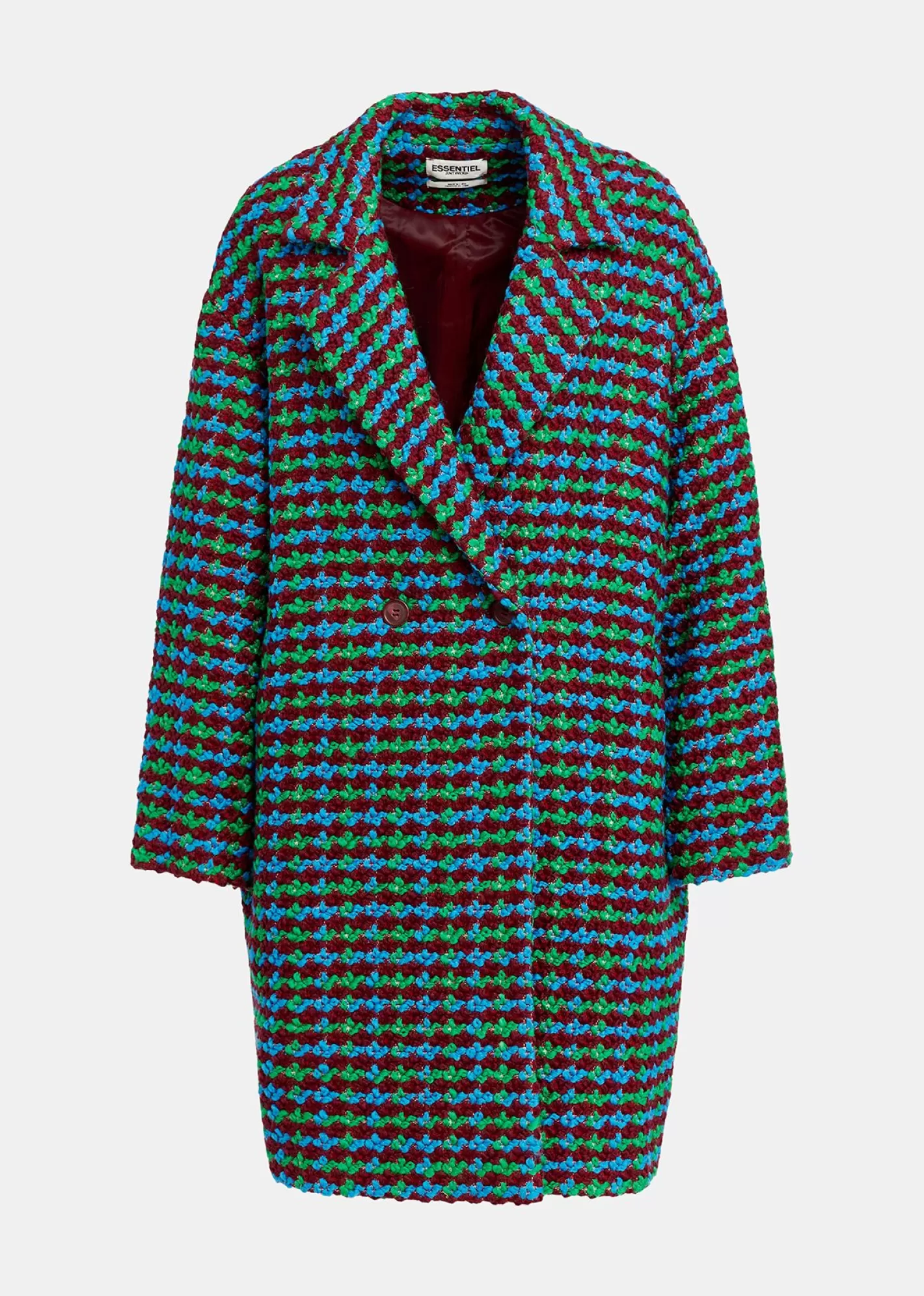 Sale Burgundy, blue and green wool-blend tweed coat Fall 2024 Collection | Coats & Jackets