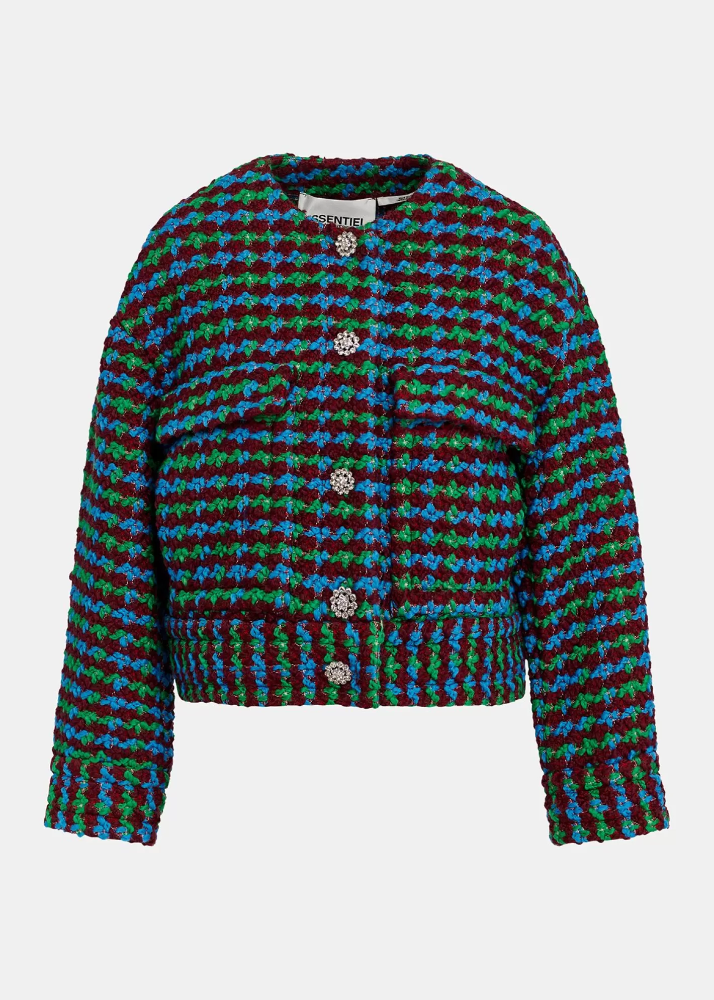 Flash Sale Burgundy, blue and green wool-blend tweed jacket Fall 2024 Collection | Coats & Jackets