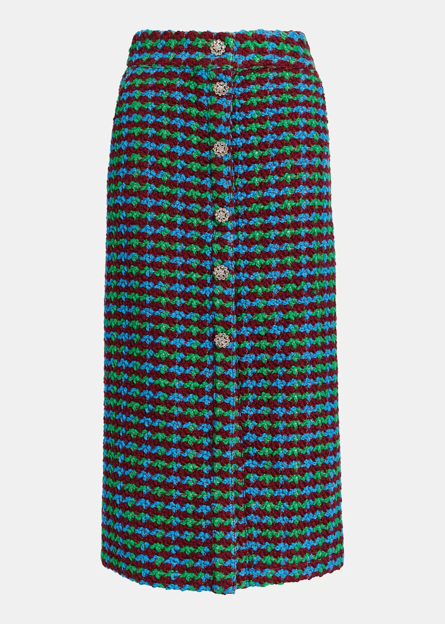 Sale Burgundy, blue and green wool-blend tweed midi skirt Fall 2024 Collection | Skirts