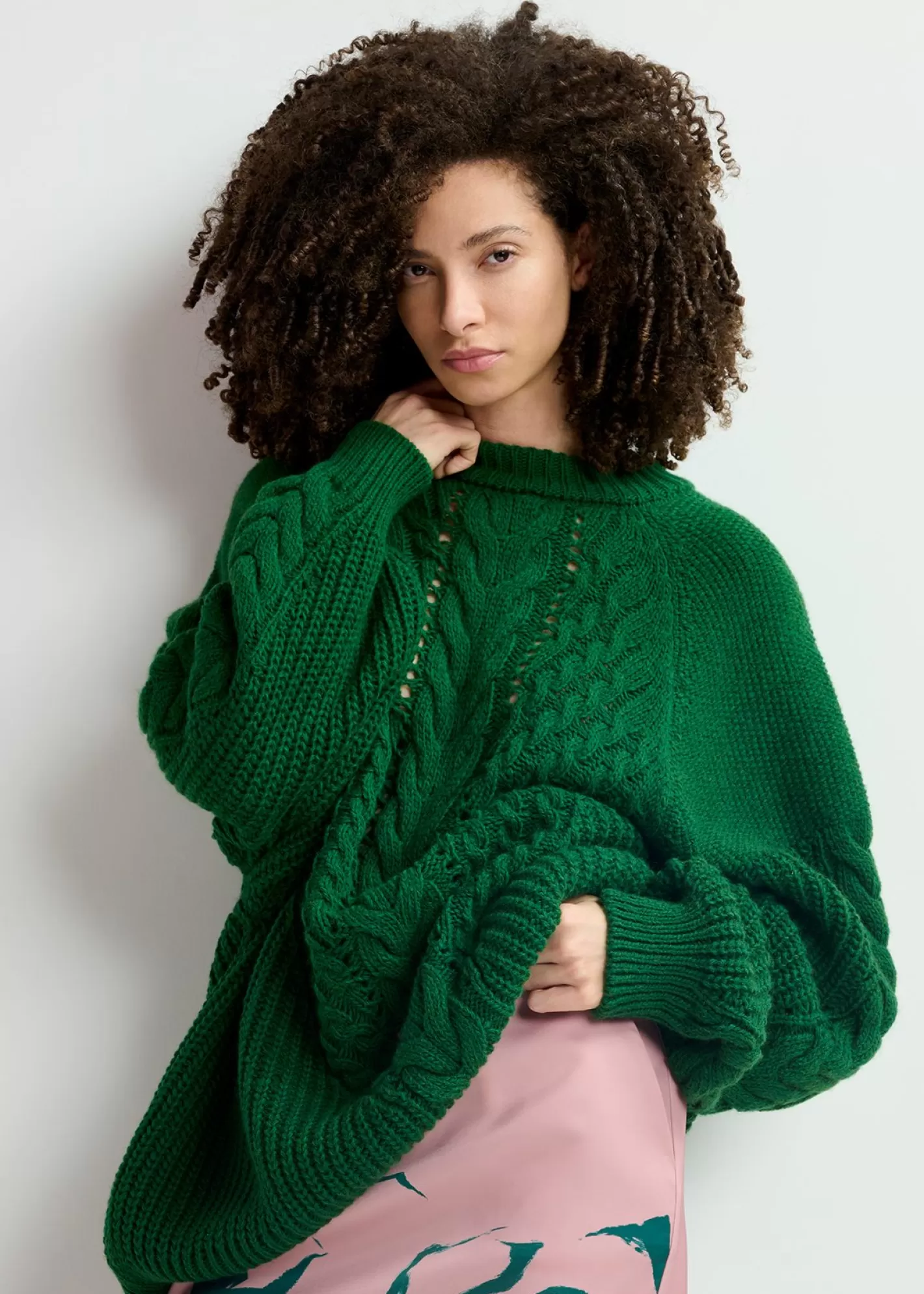 Discount Dark green oversized cable-knitted sweater Fall 2024 Collection | Sweaters & Cardigans