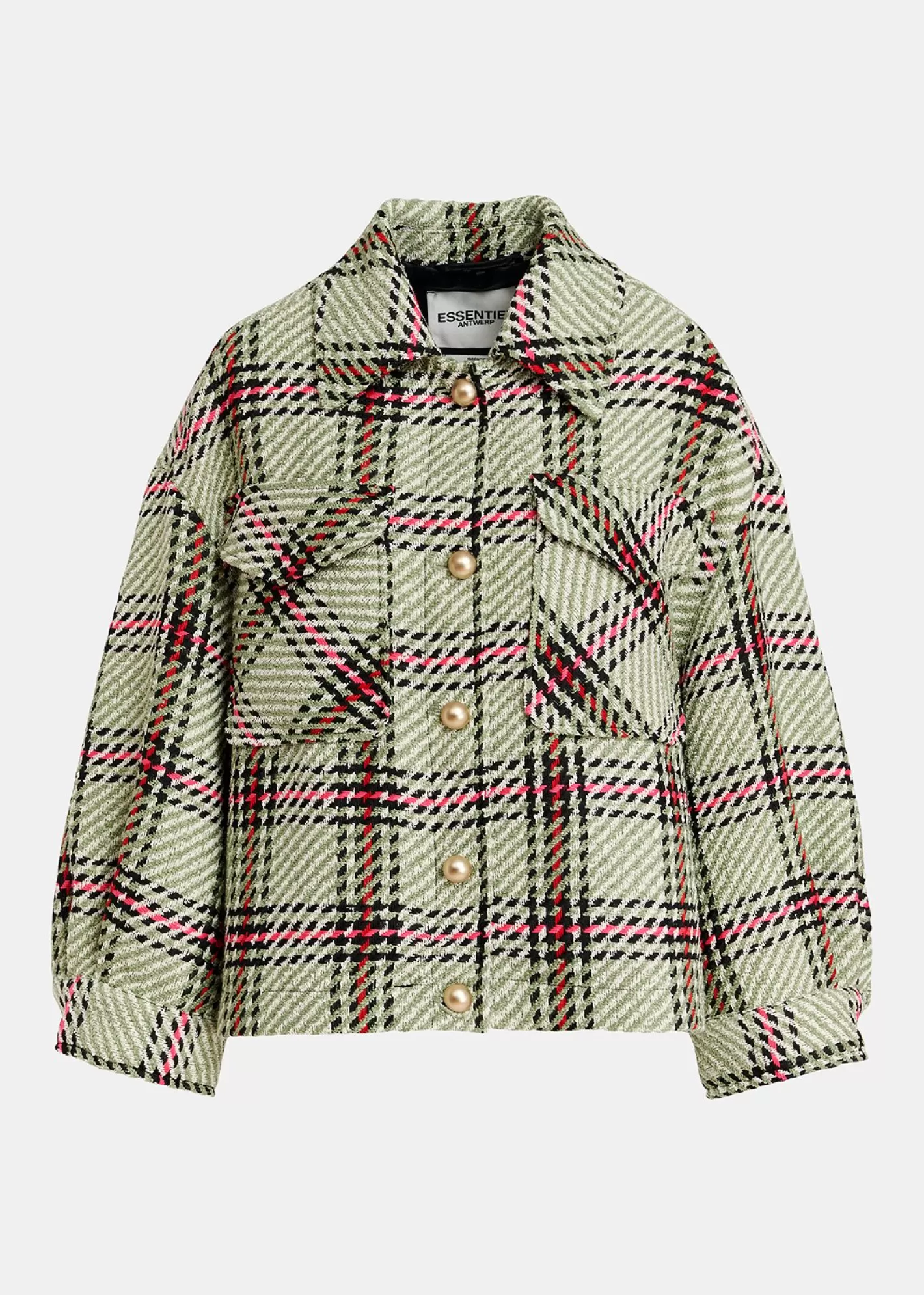 Fashion Ecru, black and green checked oversized jacket Fall 2024 Collection | Coats & Jackets