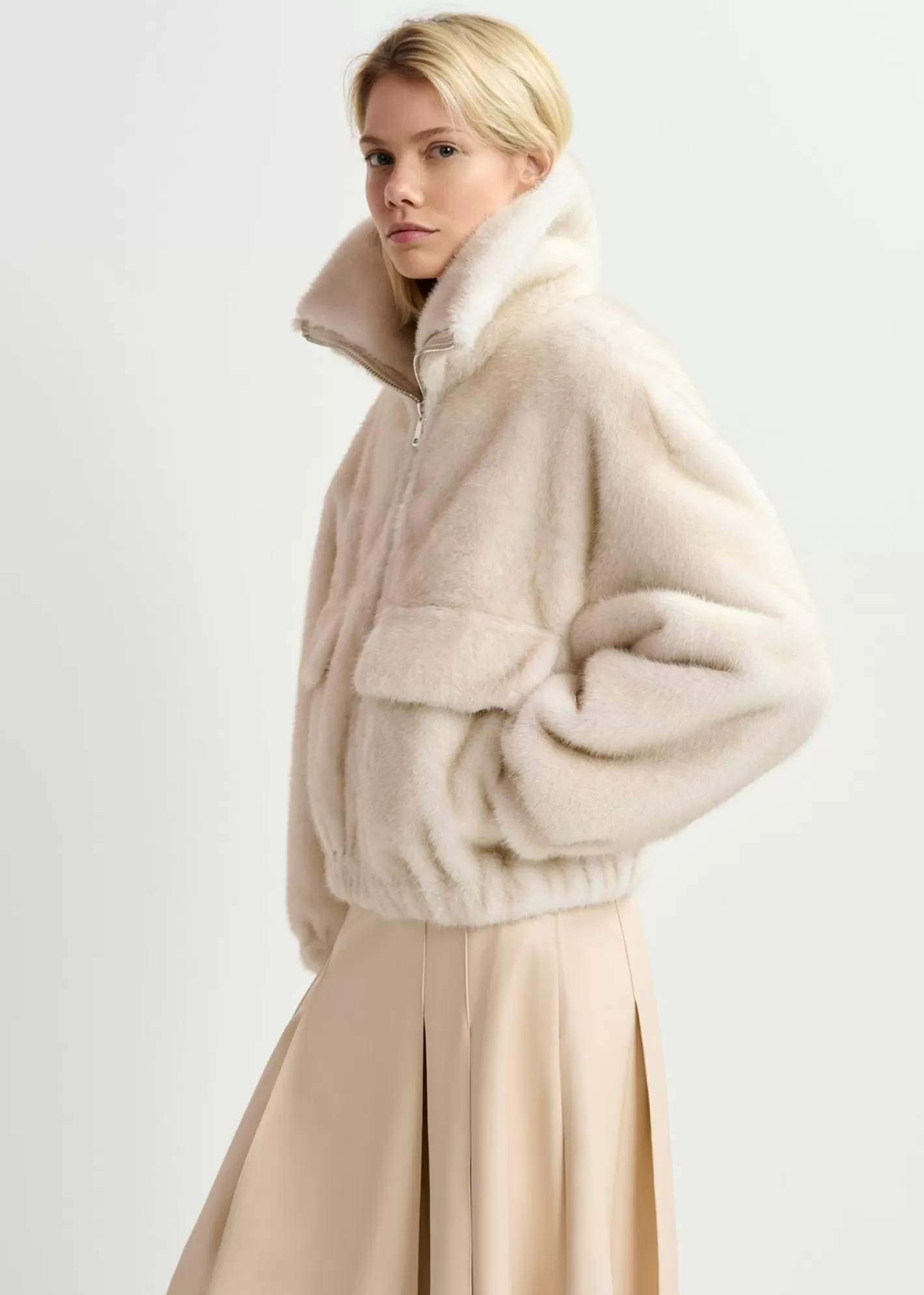 Sale faux fur bomber jacket Fall 2024 Collection | Coats & Jackets