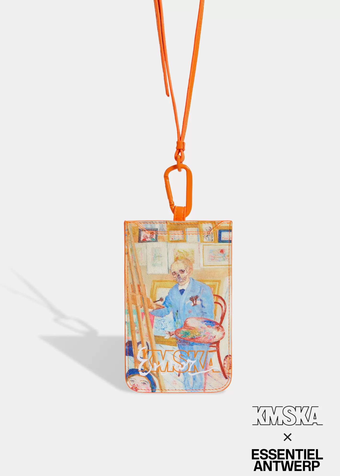 New Ecru 'Skeleton Painter' cardholder with strap - collaboration with KMSKA KMSKA X Essentiel Antwerp | Bags