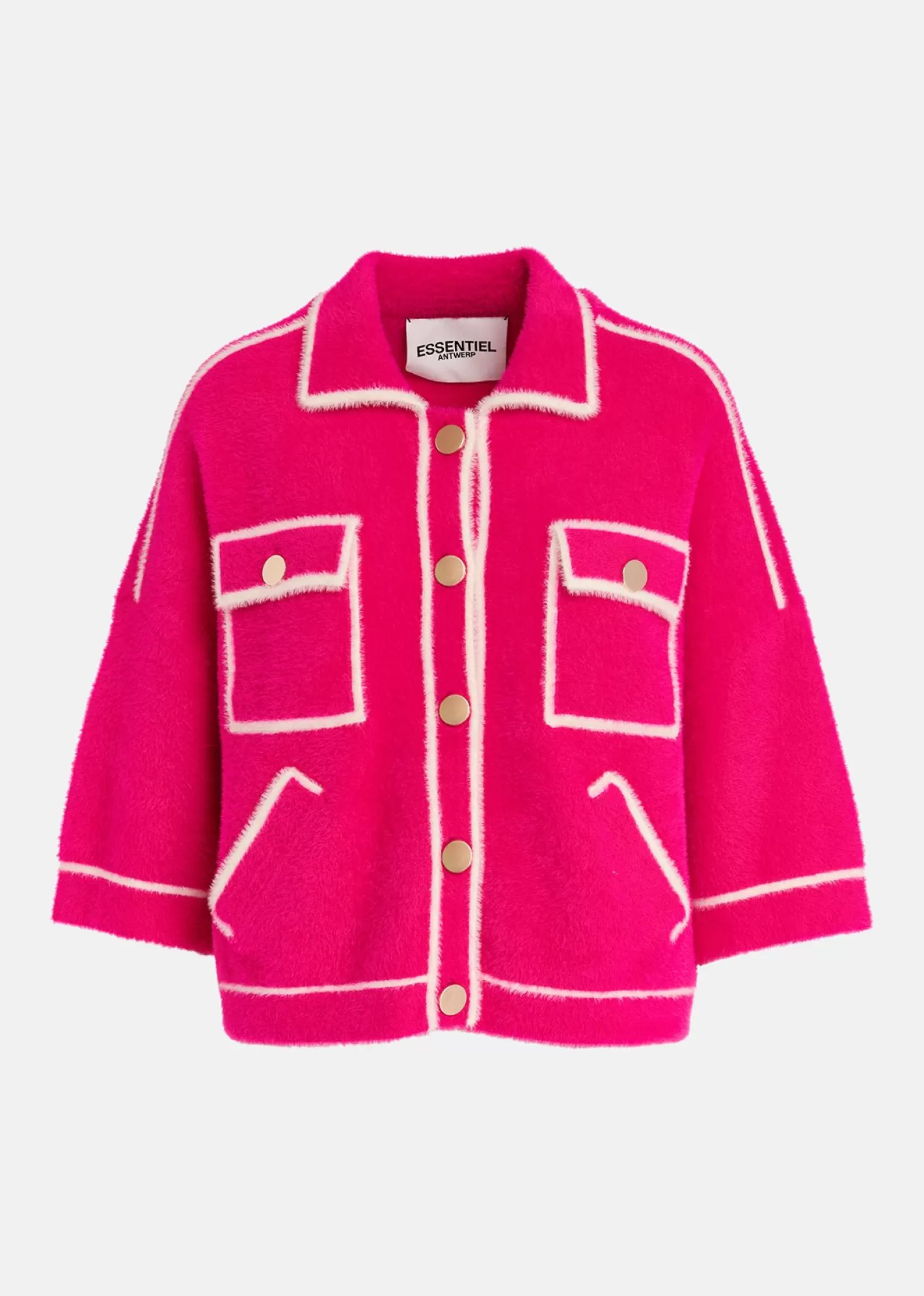 Sale Fuchsia fuzzy knitted cardigan Fall 2024 Collection | Sweaters & Cardigans