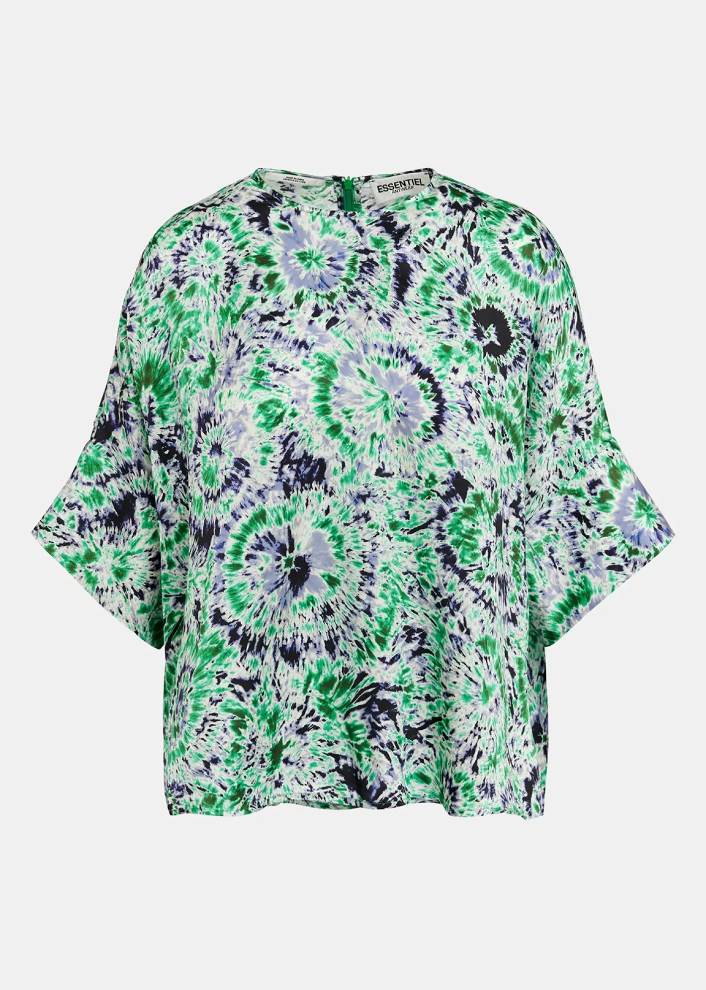 Online Green and navy blue tie-dye printed oversized top Fall 2024 Collection | Prints