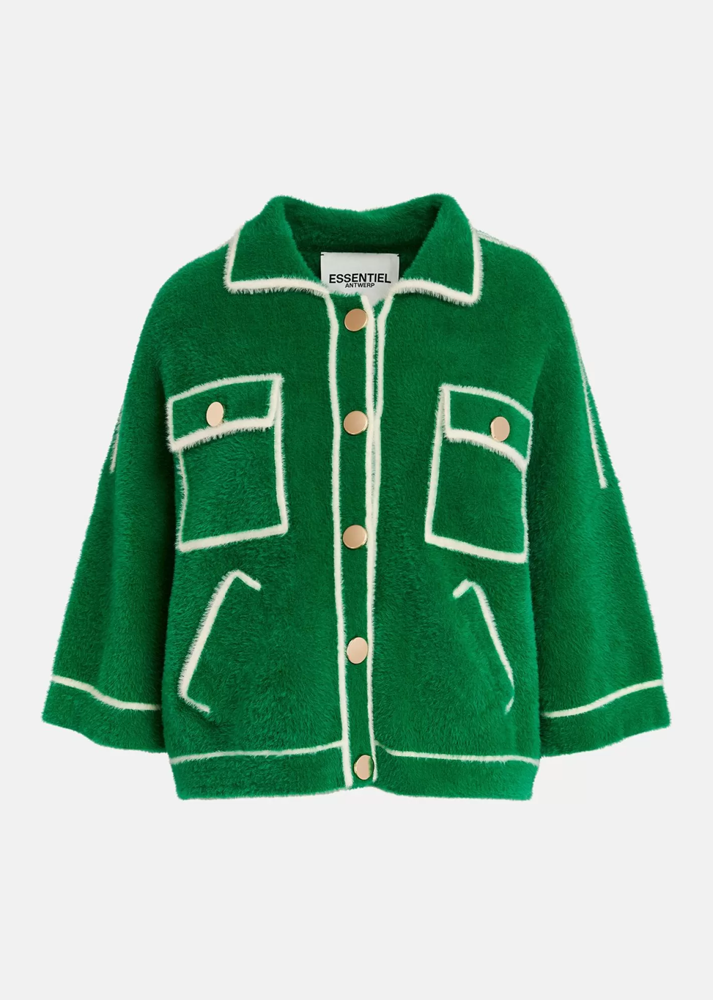 Fashion Green fuzzy knitted cardigan Fall 2024 Collection | Sweaters & Cardigans