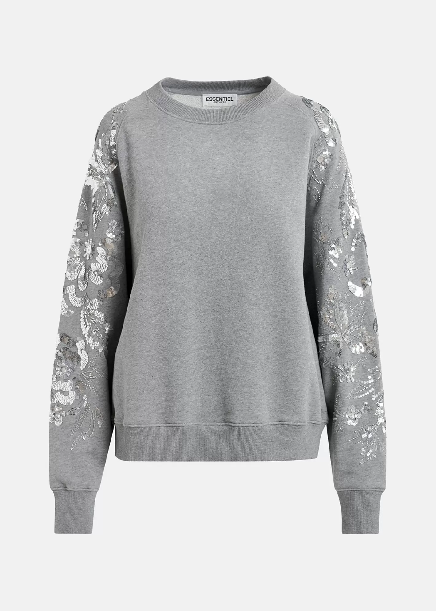 Cheap organic cotton sweatshirt with sequin and bead-embroidered sleeves Fall 2024 Collection | Sweatshirts