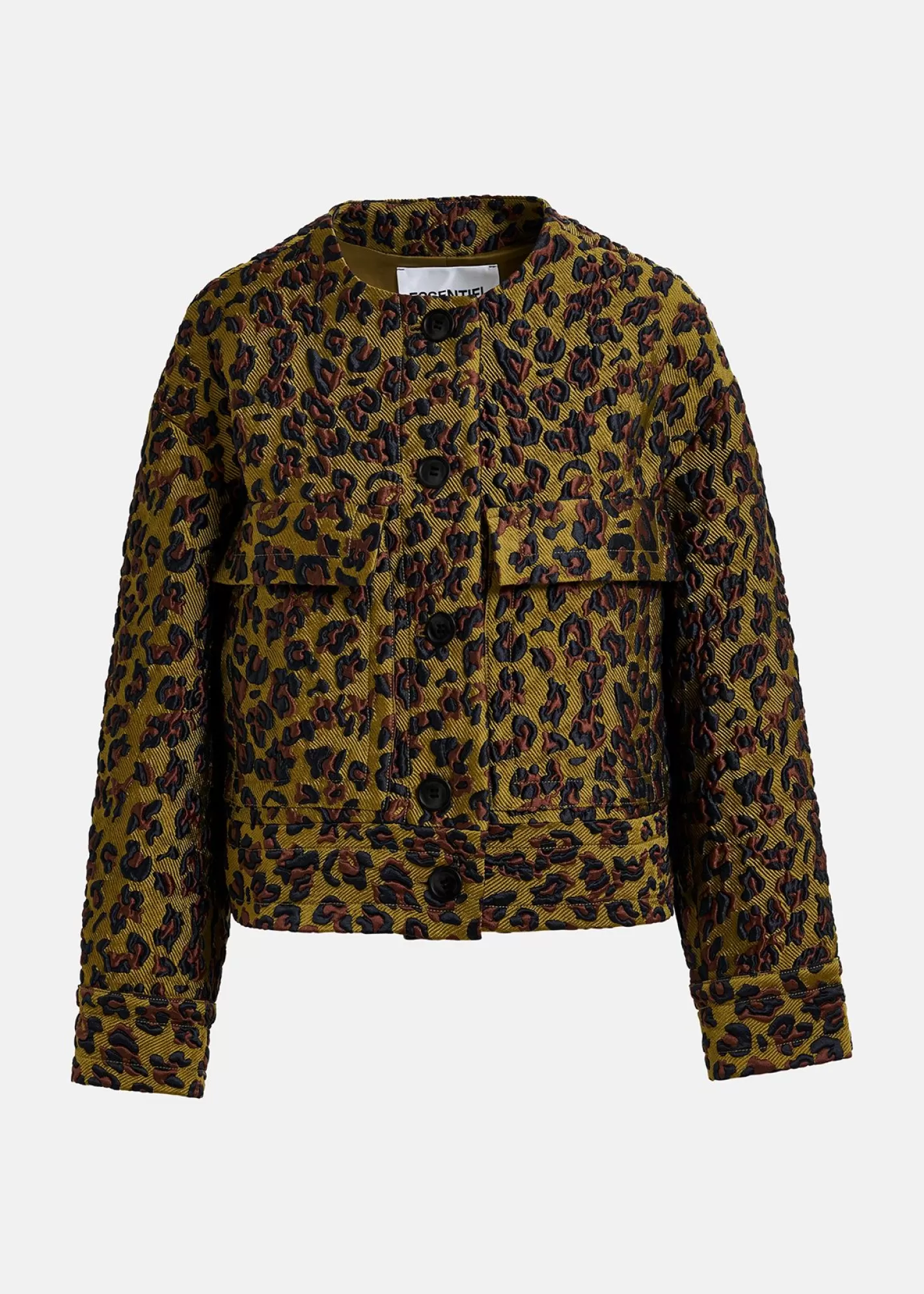 New Khaki, brown and black leopard-jacquard jacket Fall 2024 Collection | Prints