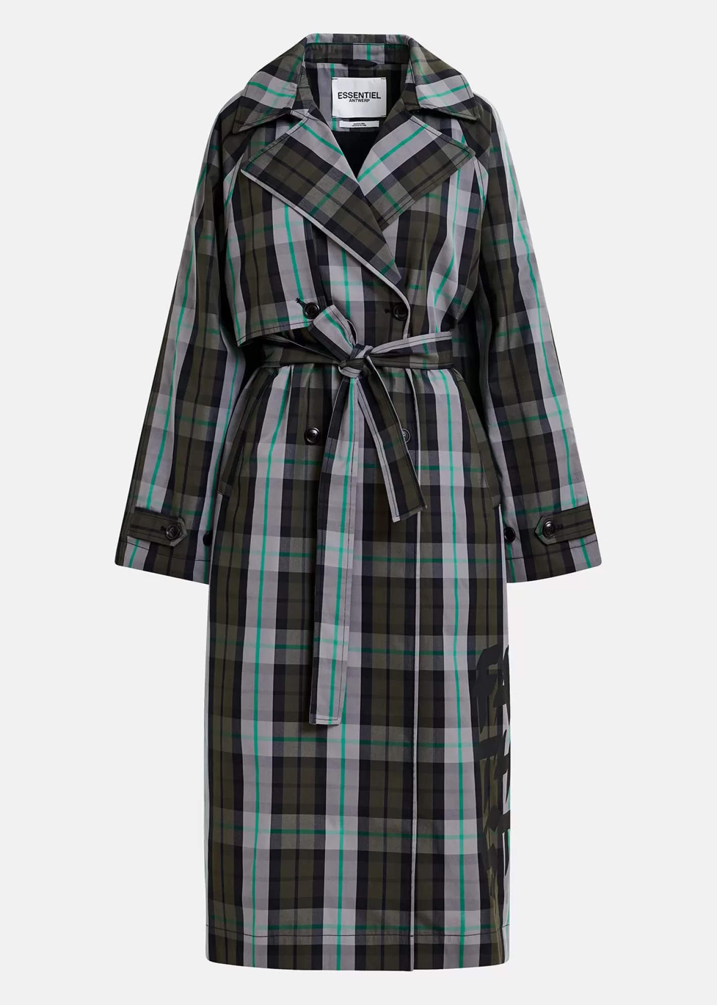 Flash Sale Khaki, grey and black checked trench coat Fall 2024 Collection | Coats & Jackets