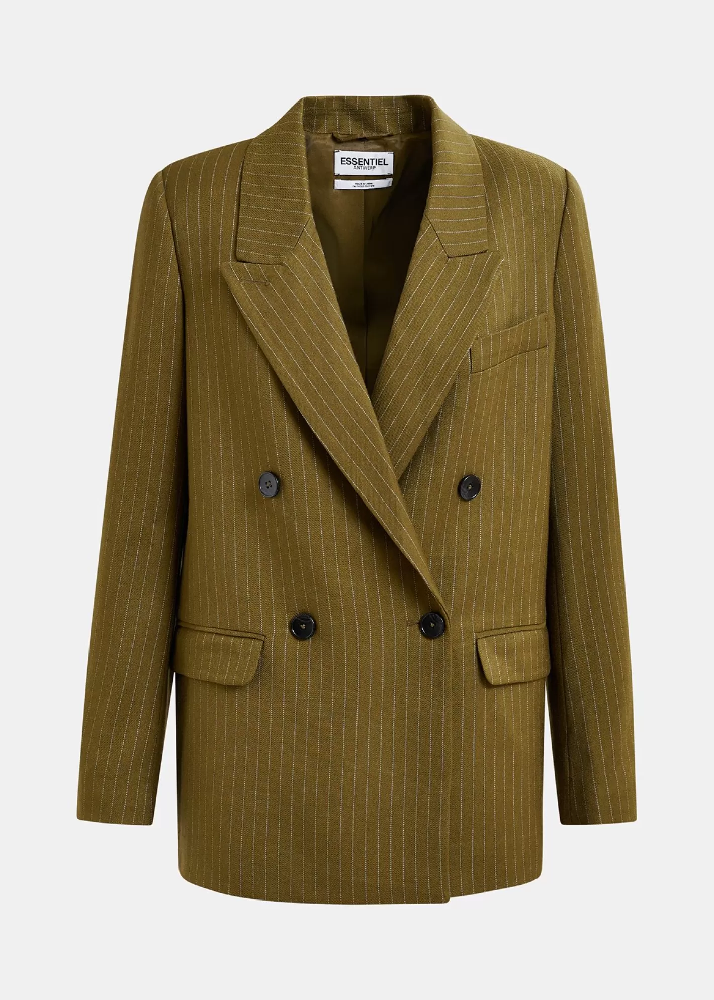 Hot Khaki pinstriped double-breasted blazer Fall 2024 Collection | Coats & Jackets