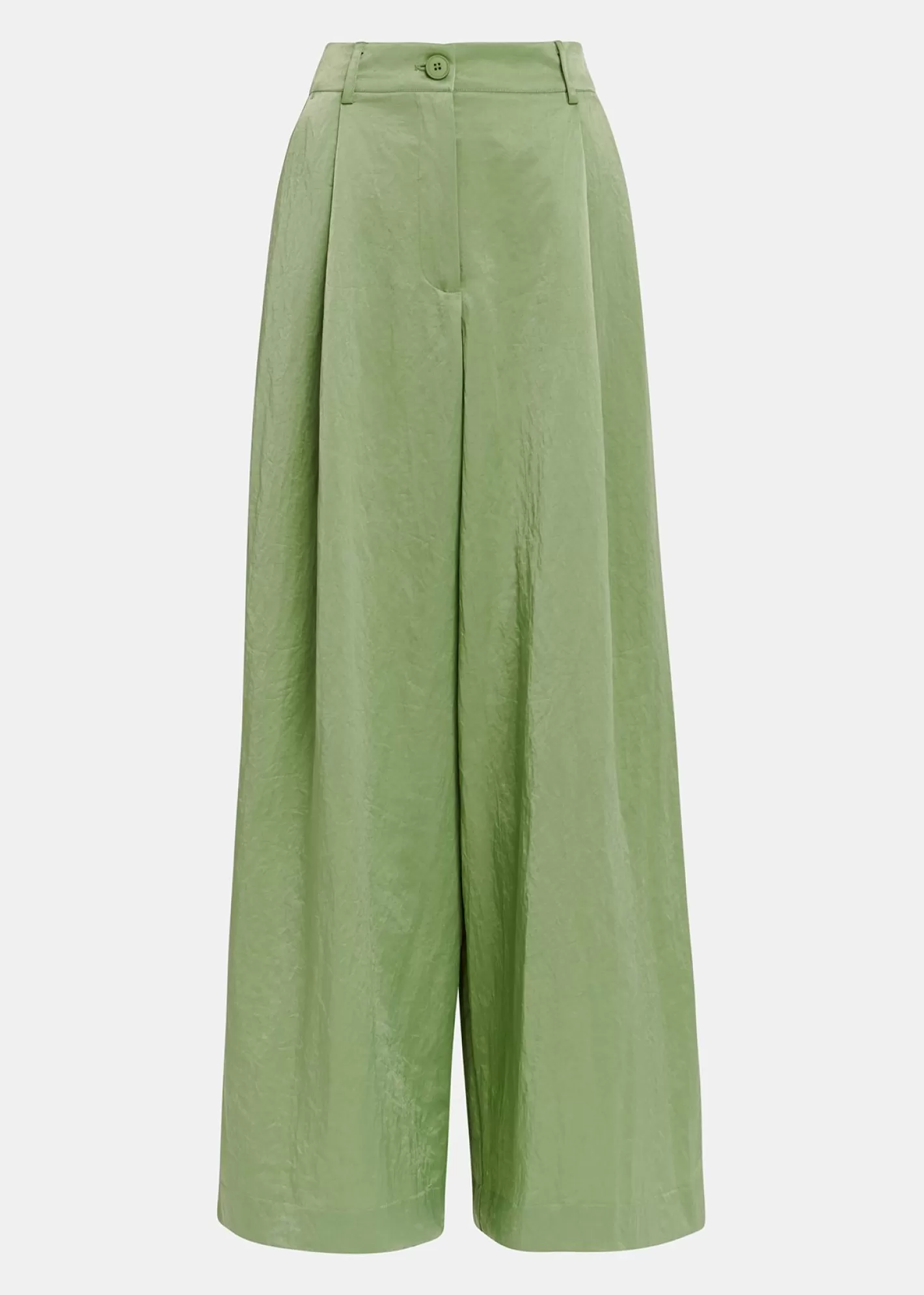 Online Light green satin wide-leg pants Fall 2024 Collection | Pants & Shorts
