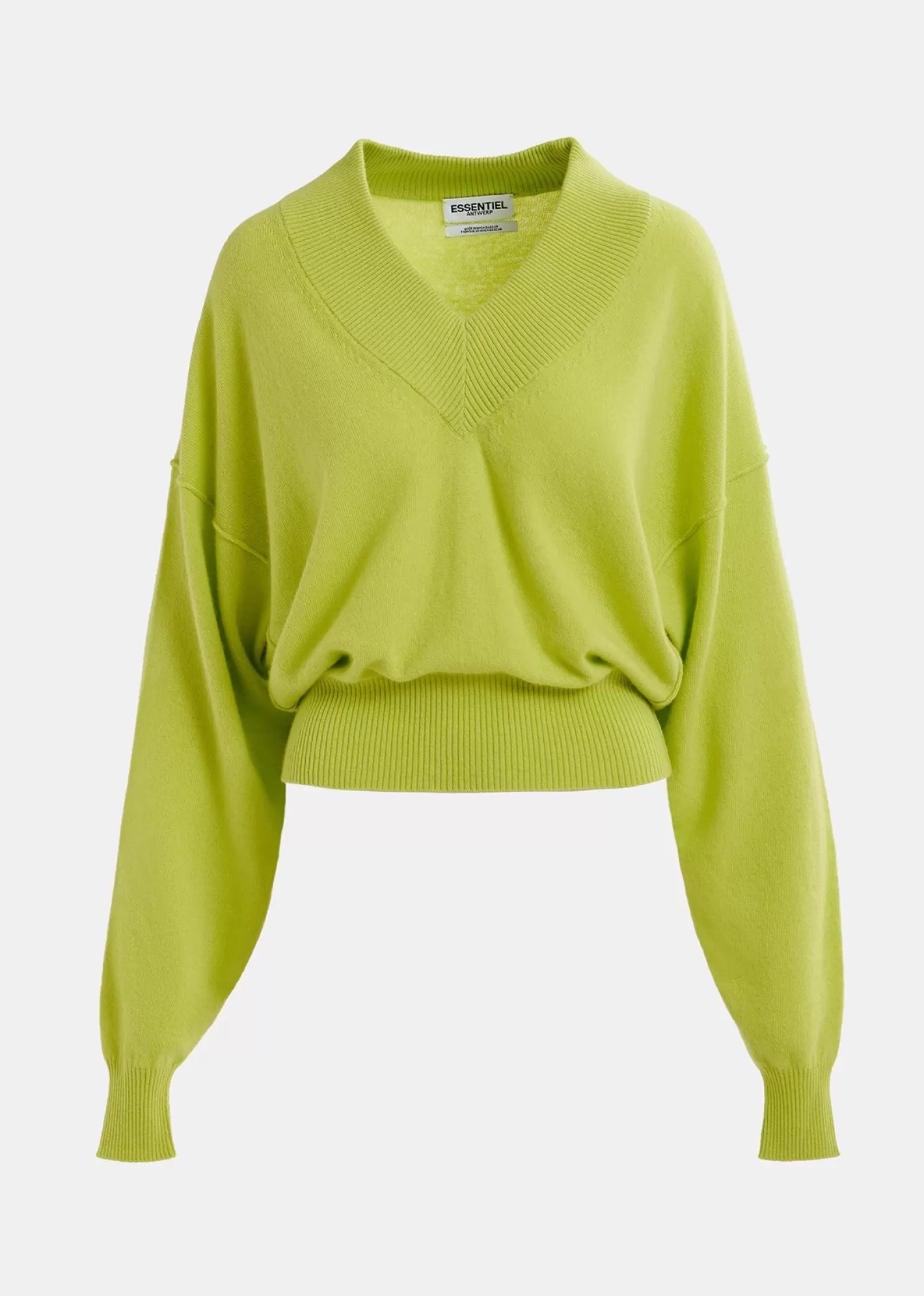 New Lime green V-neck knit sweater Fall 2024 Collection | Sweaters & Cardigans
