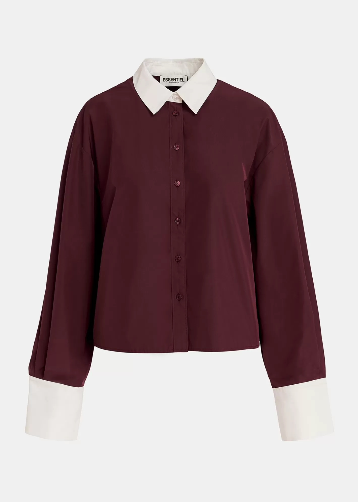 Hot Maroon shirt with contrasting collar Fall 2024 Collection | Tops & Blouses