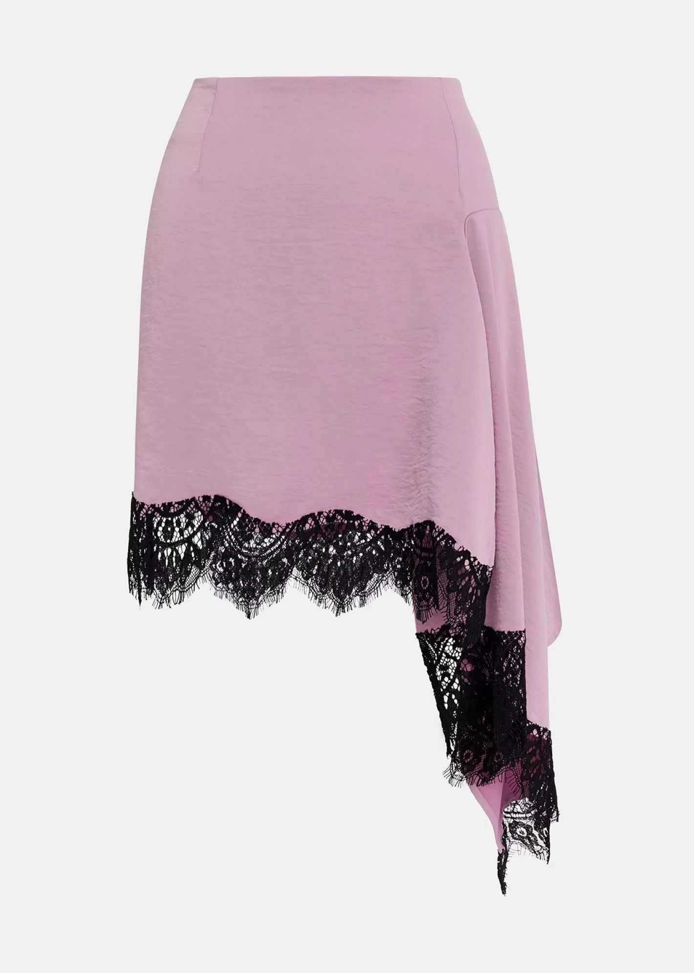 Outlet Mauve asymmetrical mini skirt with lace trim Fall 2024 Collection | Skirts