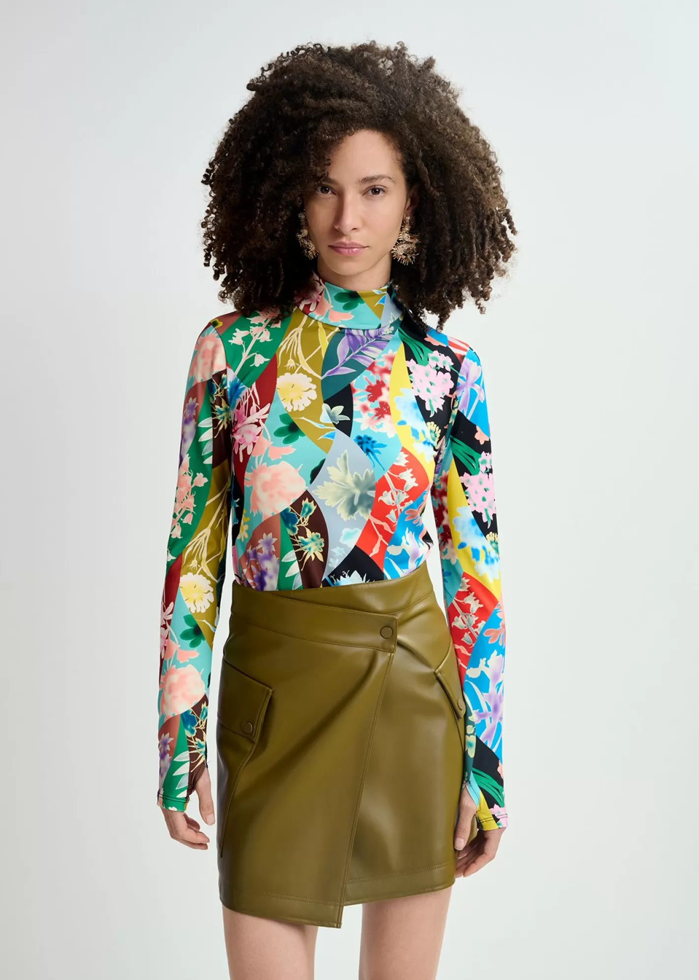 Sale Multicolor floral-print turtleneck top Fall 2024 Collection | Prints