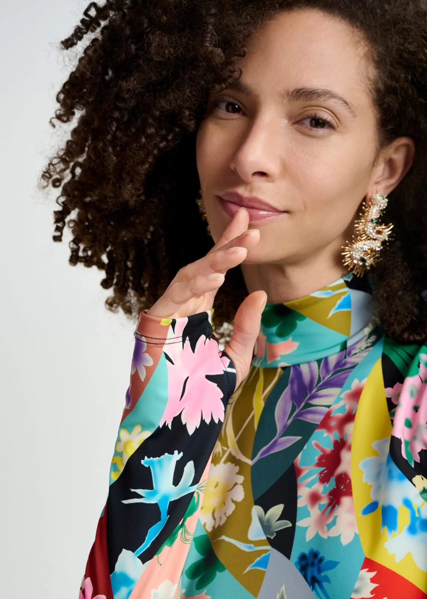 Sale Multicolor floral-print turtleneck top Fall 2024 Collection | Prints