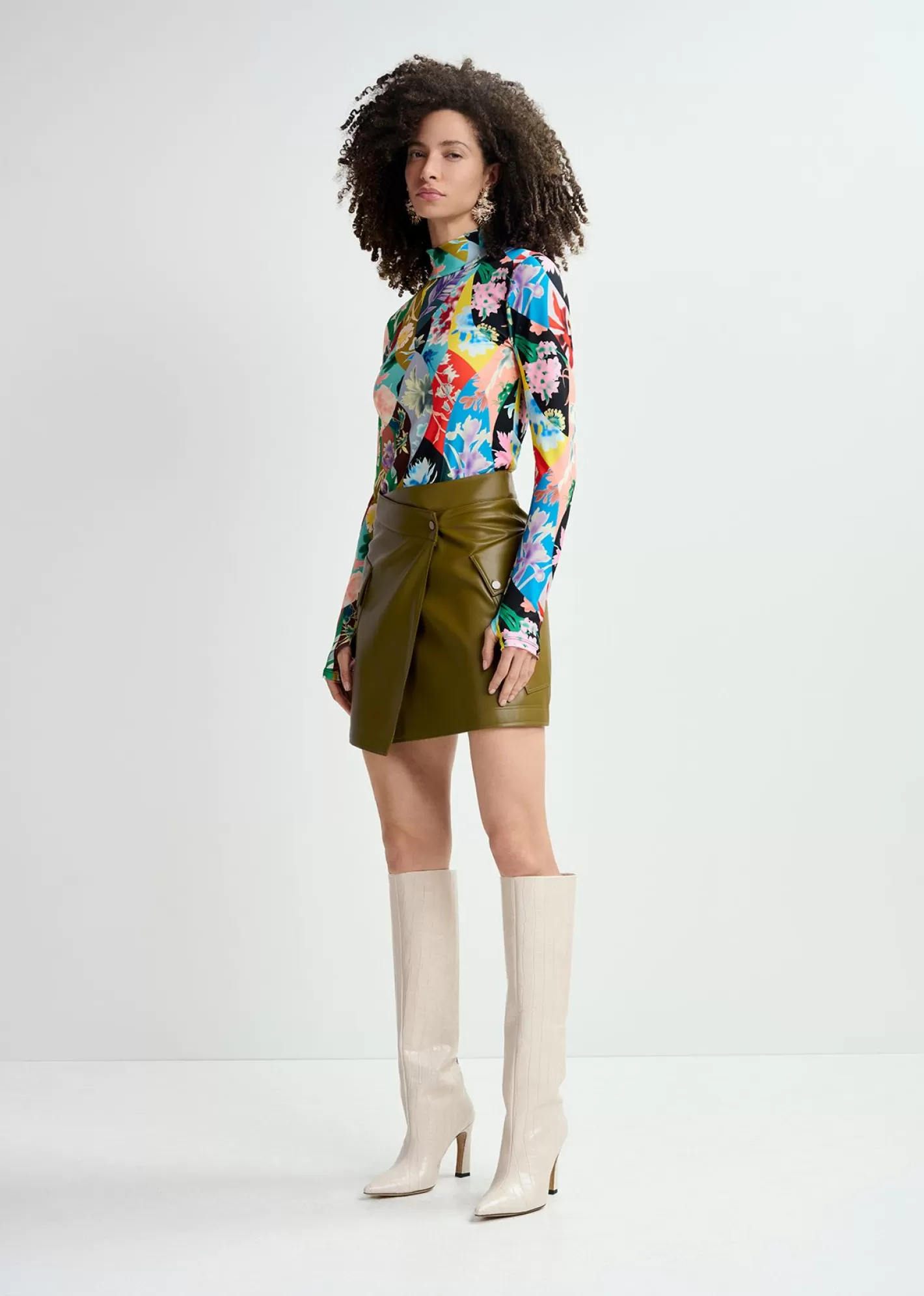 Sale Multicolor floral-print turtleneck top Fall 2024 Collection | Prints