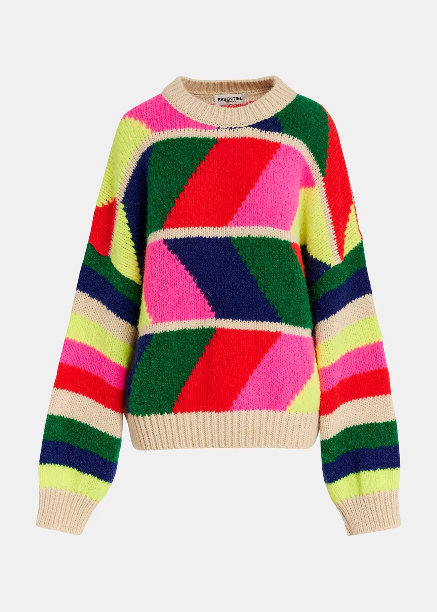 Online Multicolor geometric intarsia-knitted sweater Fall 2024 Collection | Sweaters & Cardigans