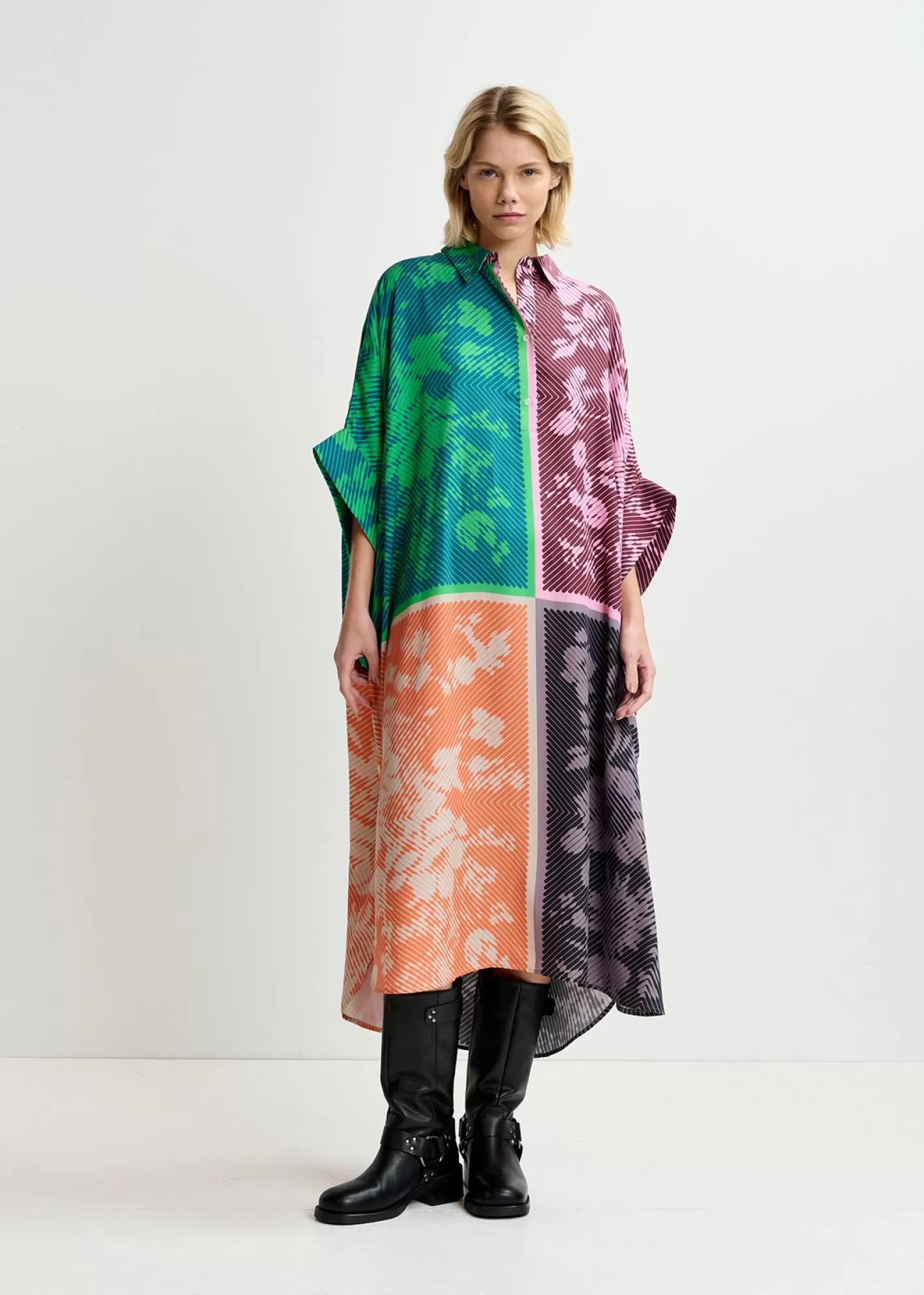 Shop Multicolor printed midi-length shirt dress Fall 2024 Collection | Prints