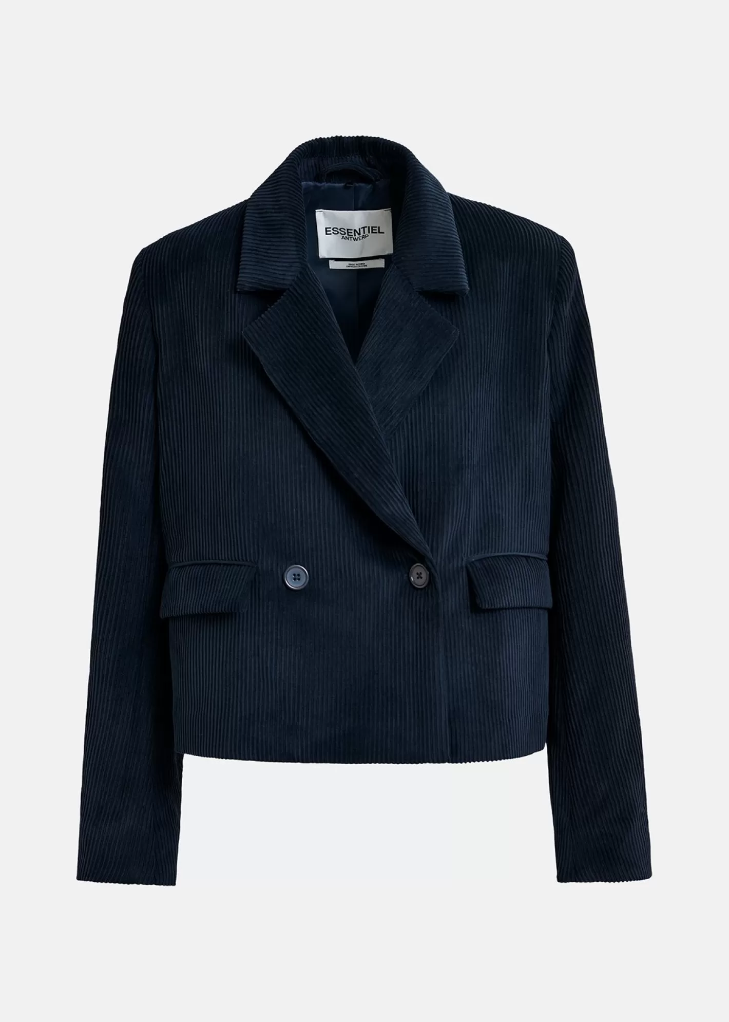 Hot Navy blue corduroy cropped blazer Fall 2024 Collection | Coats & Jackets