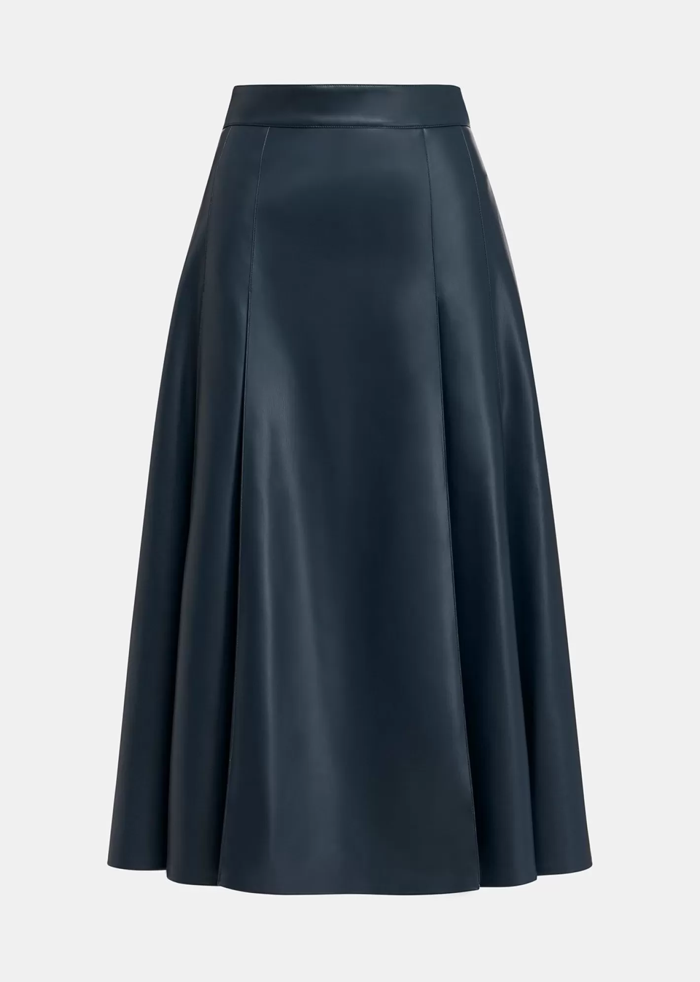 Flash Sale Navy blue faux leather midi skirt Fall 2024 Collection | Skirts