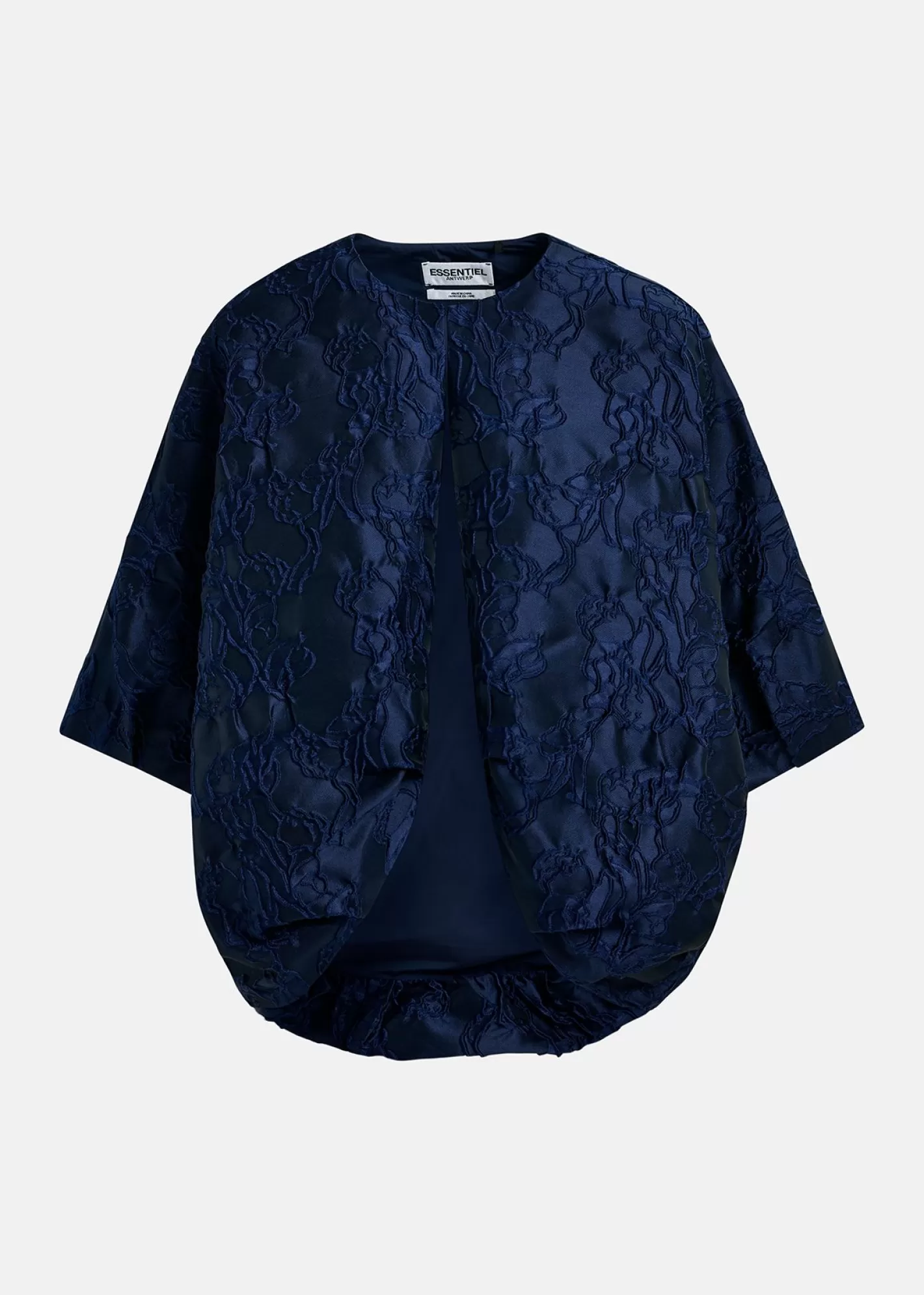 Sale Navy blue jacquard-woven puffy jacket Fall 2024 Collection | Coats & Jackets