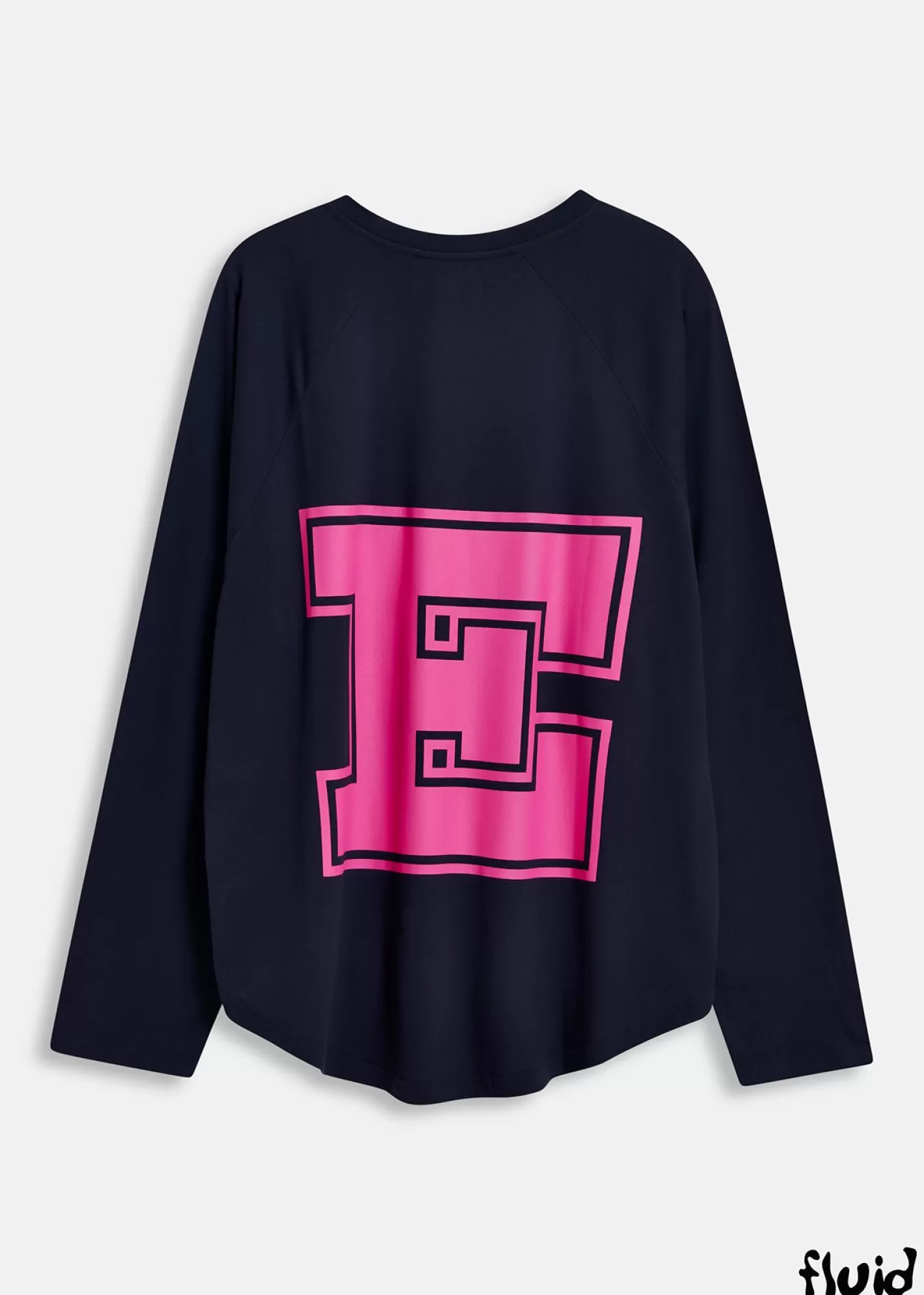 Flash Sale Navy blue organic cotton long-sleeved T-shirt with logo print Loungewear | FLUID Collection