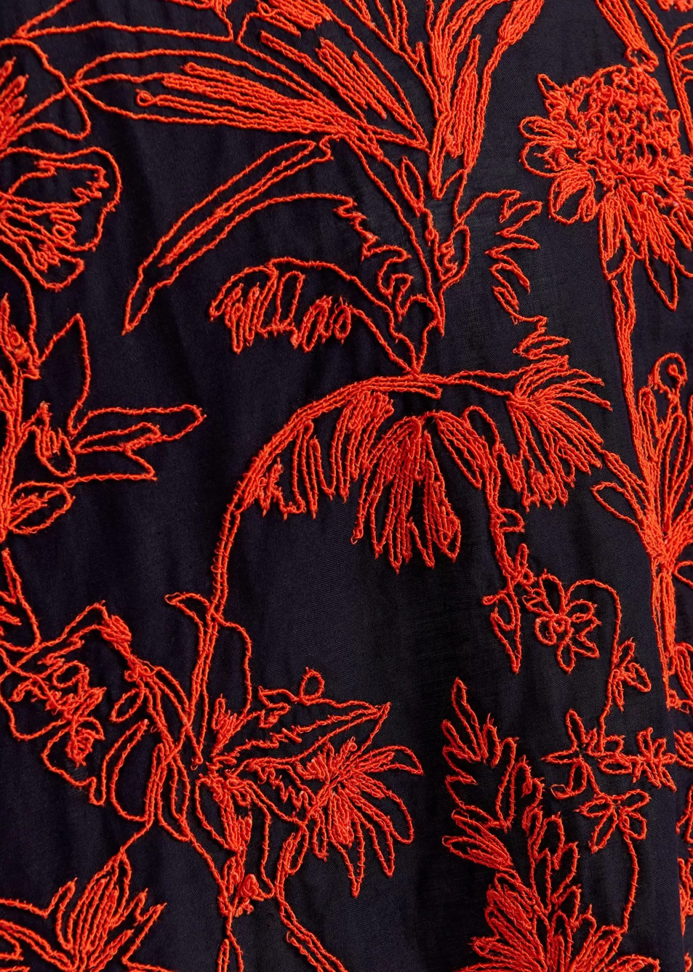 Clearance Navy blue oversized top with floral embroideries Fall 2024 Collection | Tops & Blouses
