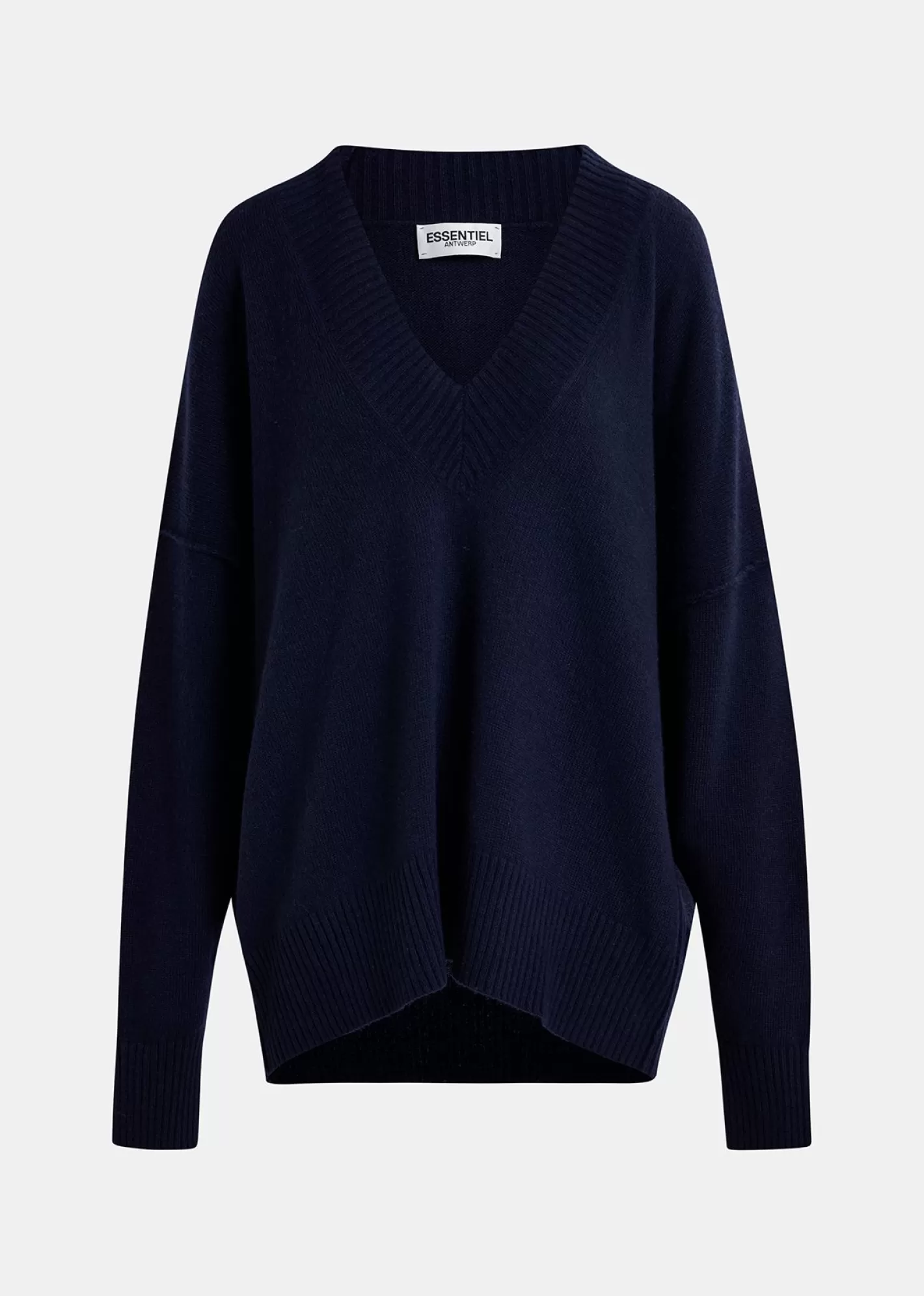 Sale Navy blue oversized V-neck knit sweater Fall 2024 Collection | Sweaters & Cardigans