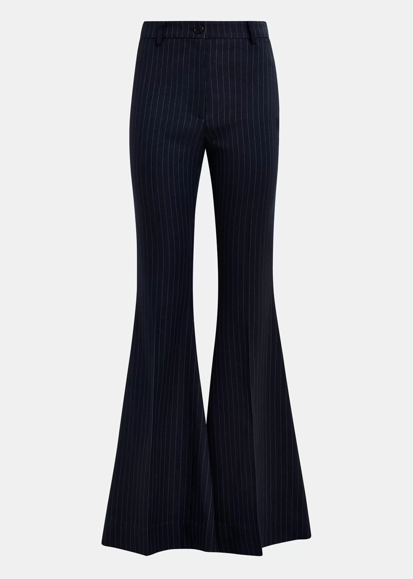 Cheap Navy blue pinstriped flared pants Fall 2024 Collection | Pants & Shorts