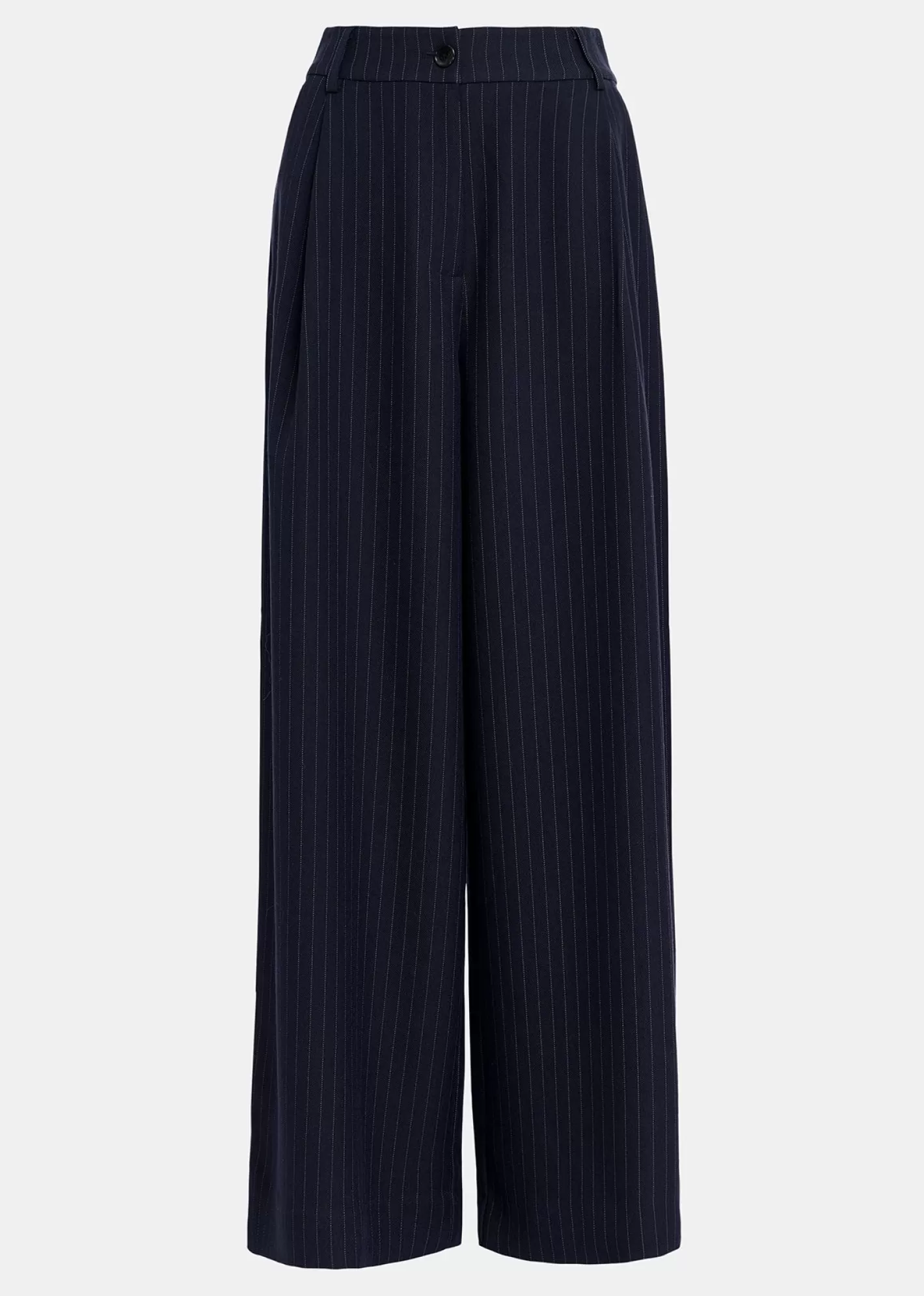 Discount Navy blue pinstriped wide-leg pants Fall 2024 Collection | Pants & Shorts