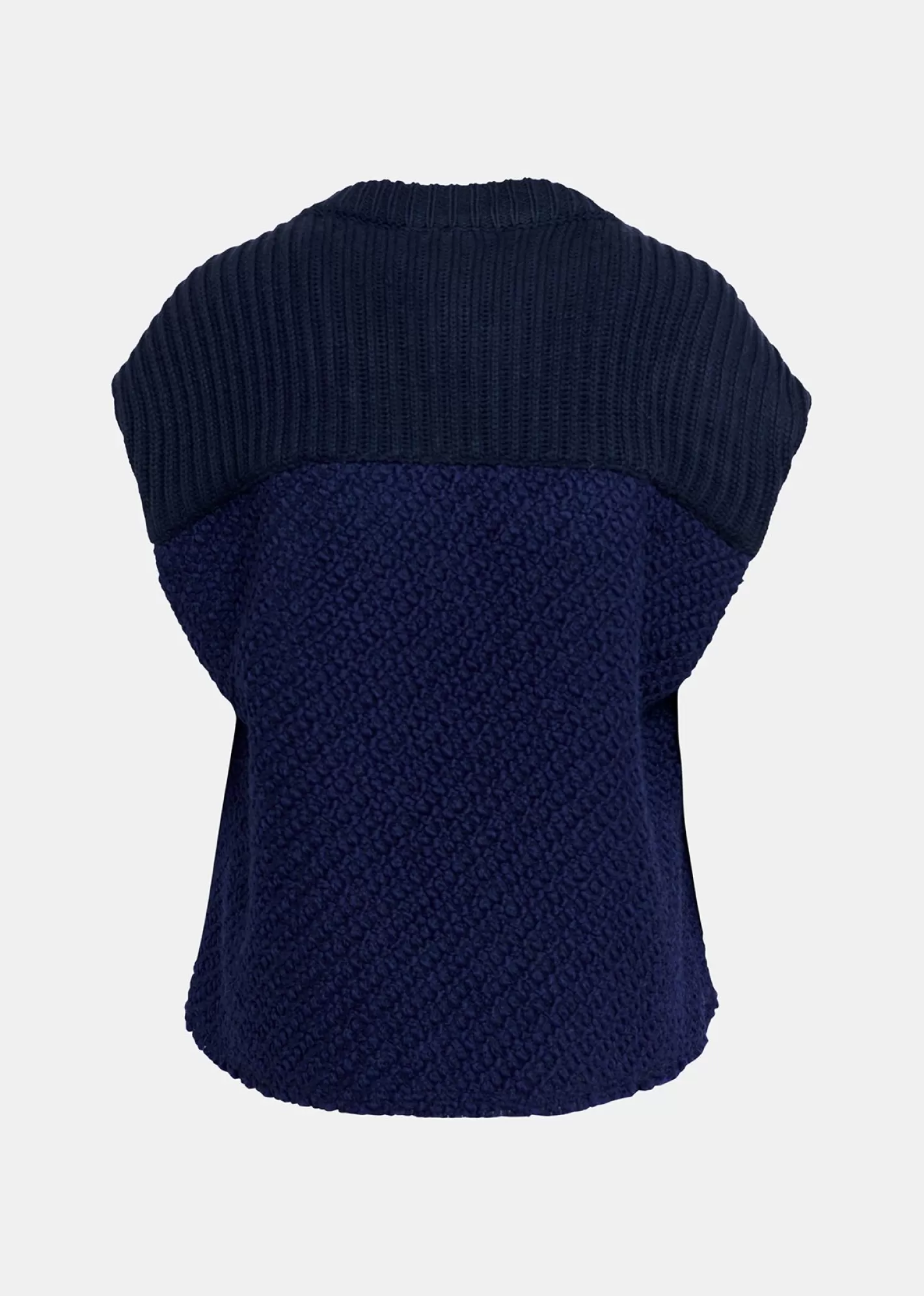 Best Sale Navy blue sleeveless knitted jacket Fall 2024 Collection | Coats & Jackets