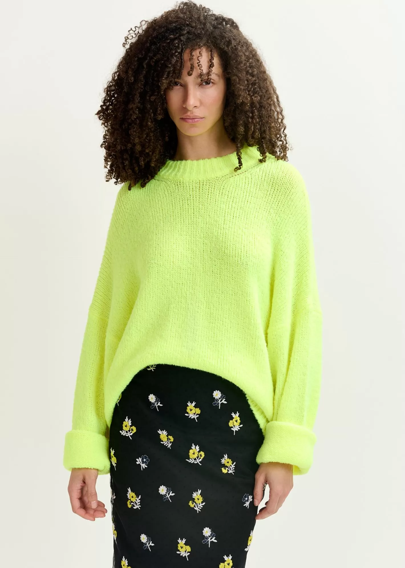 Clearance Neon yellow chunky knit sweater Fall 2024 Collection | Sweaters & Cardigans