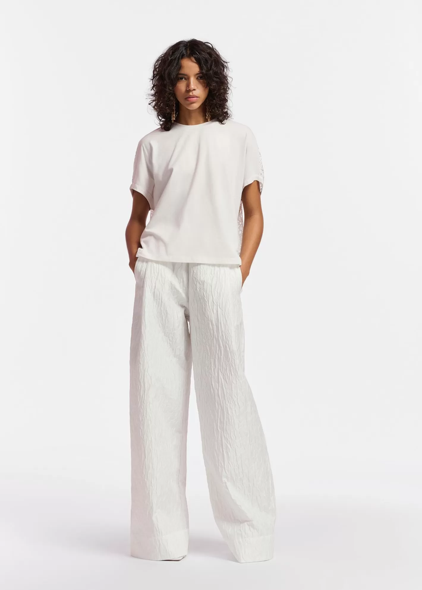Clearance floral-jacquard wide-leg pants Fall 2024 Collection | Pants & Shorts